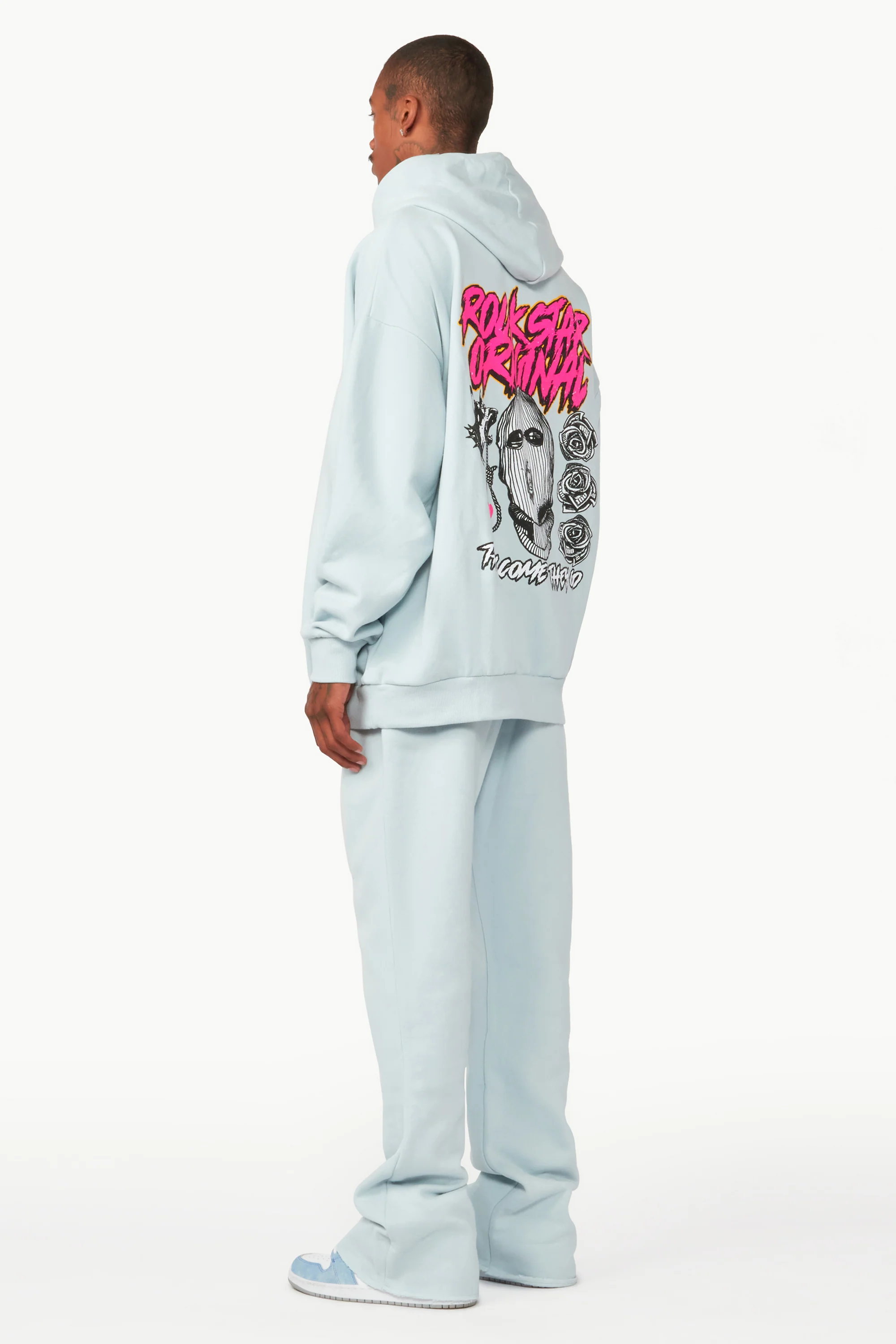 Clava Sky Blue Oversized Hoodie/Flare Trackset - Image 9