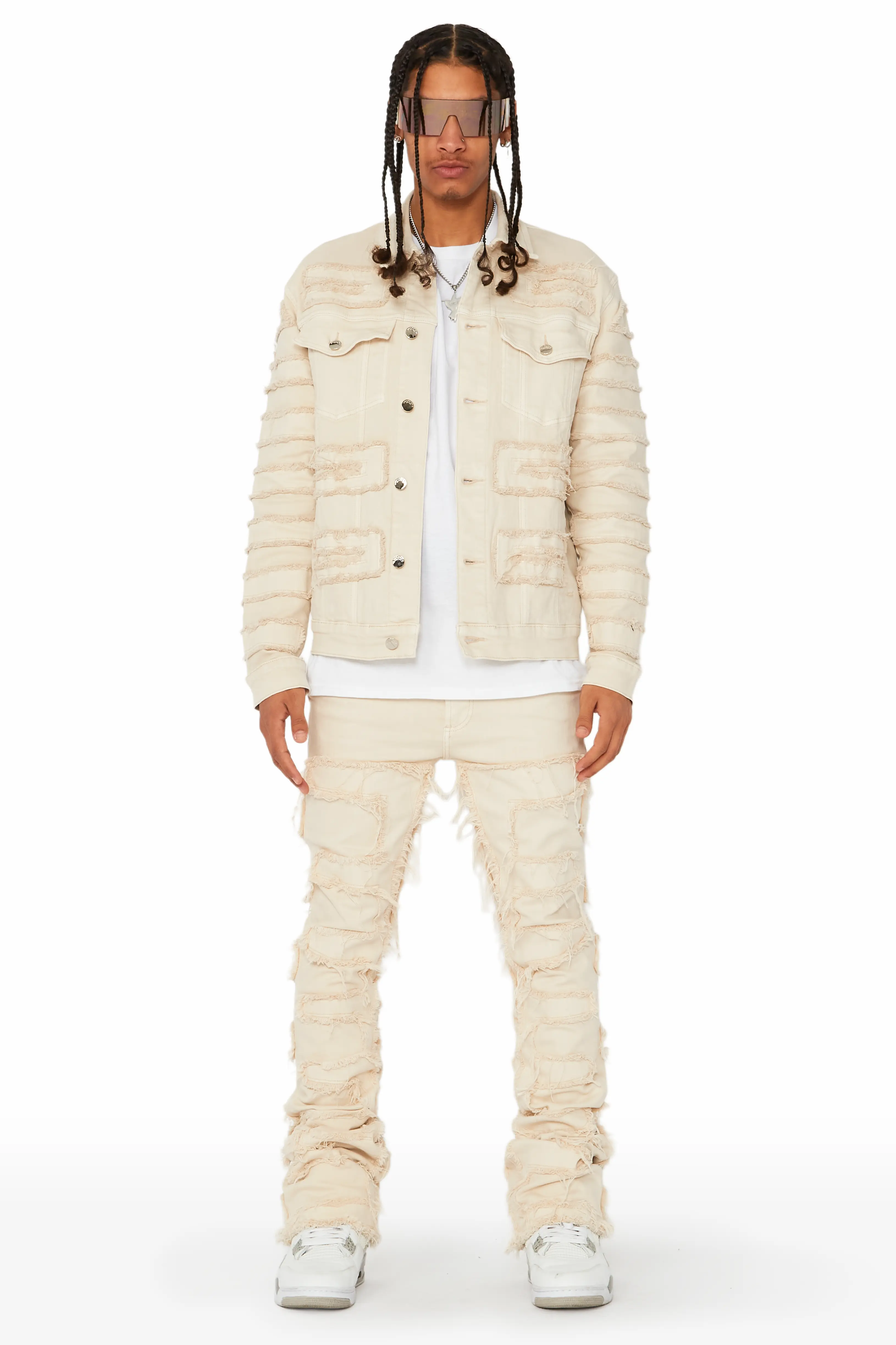 Shake Beige Denim Jacket - Image 5