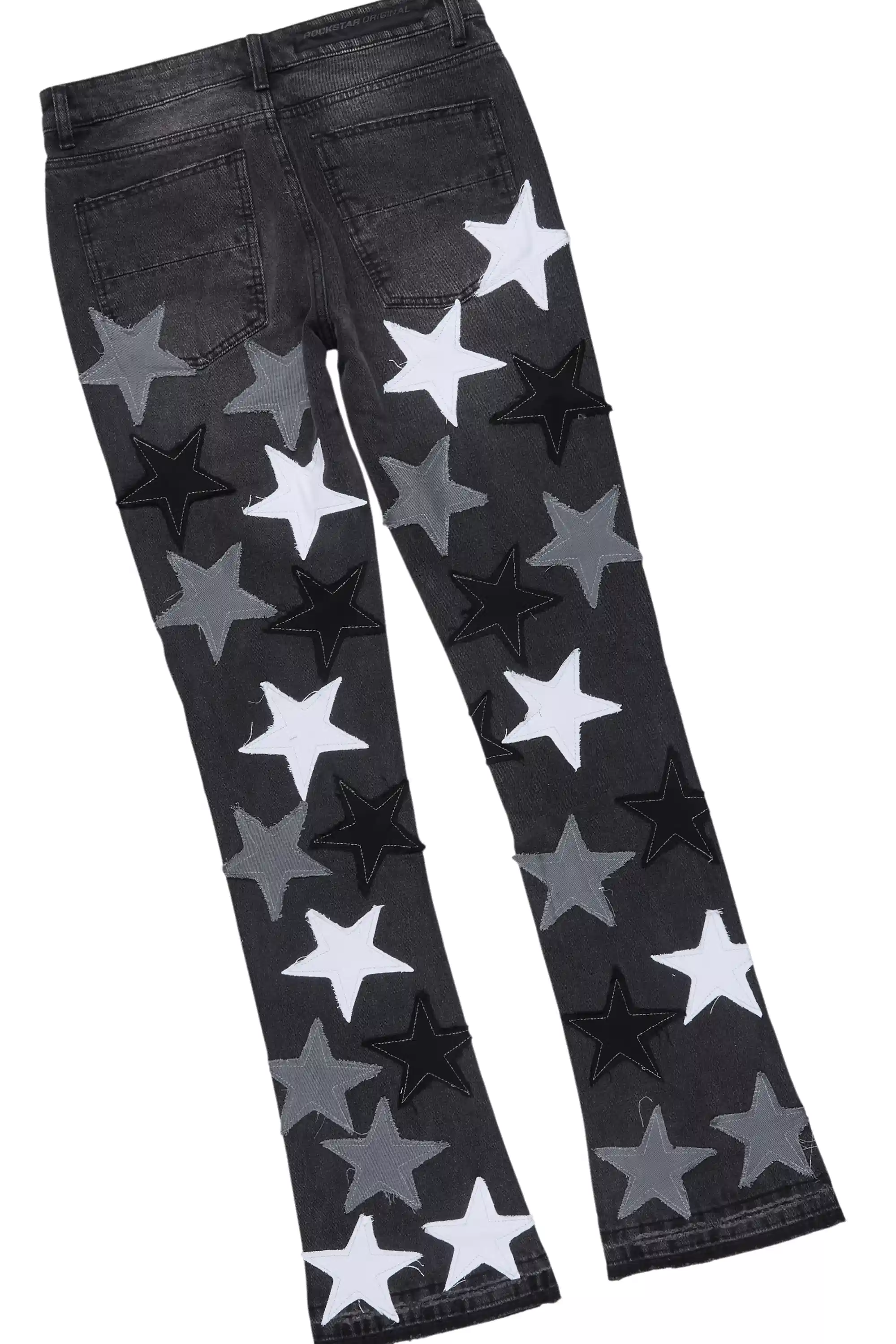 Starlane Jet Black Denim Jacket/Stacked Flare Jean Set - Image 11