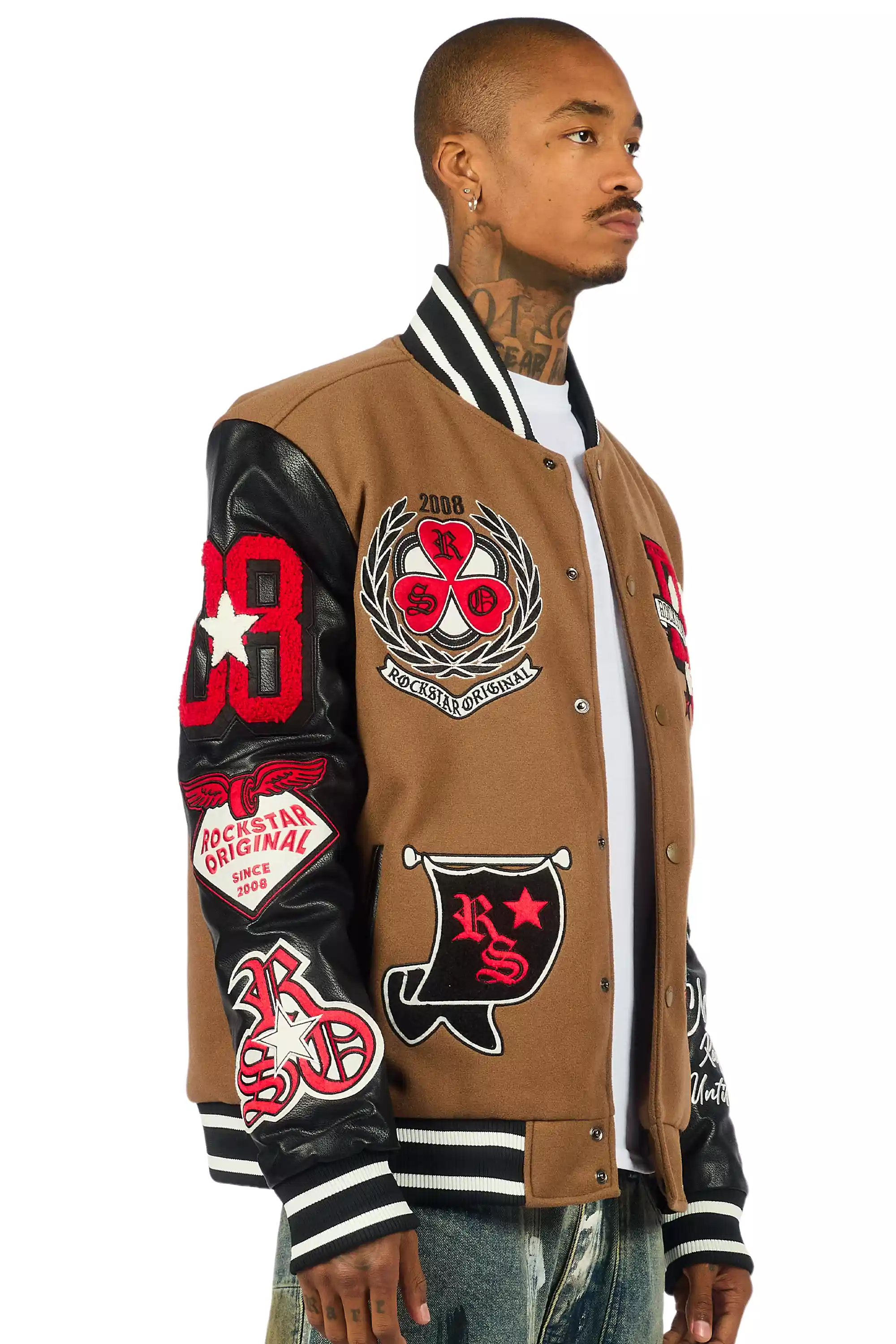 Gallant Beige Varsity Jacket - Image 4