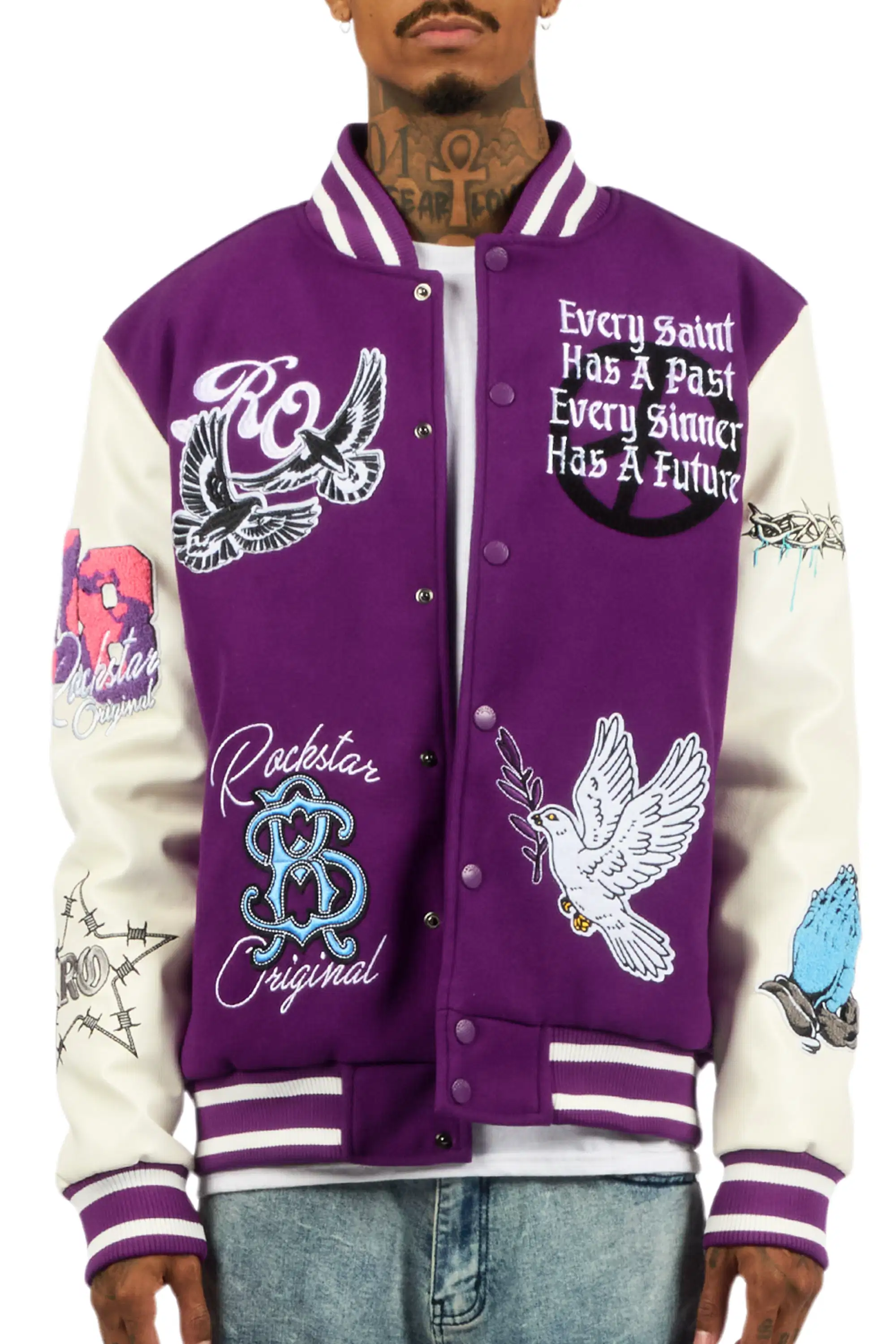 Warpath Purple Varsity Jacket - Image 9