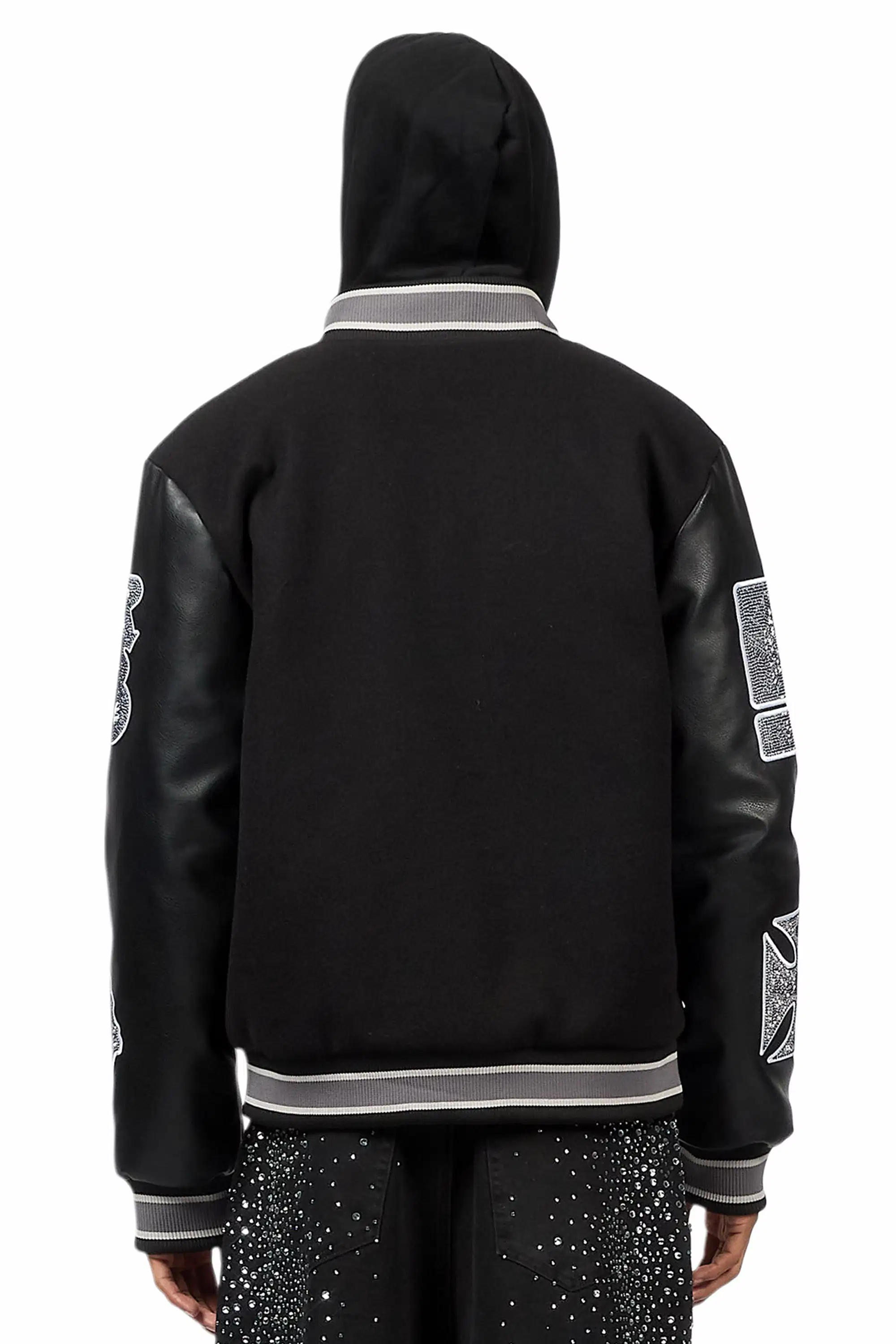 Vidar Black Rhinestone Varsity Jacket - Image 8