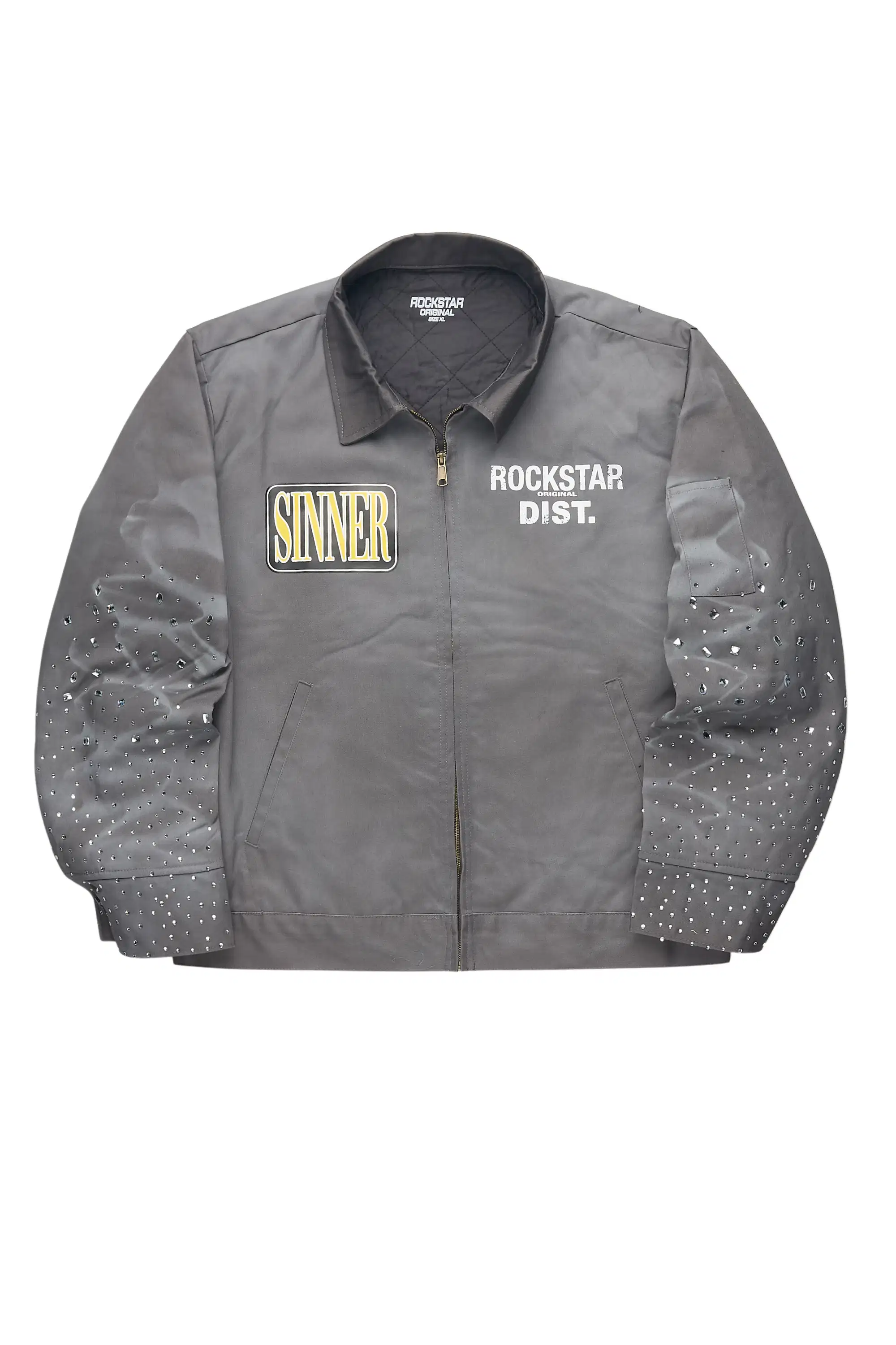 Traval Dark Grey Rhinestone Workman Jacket