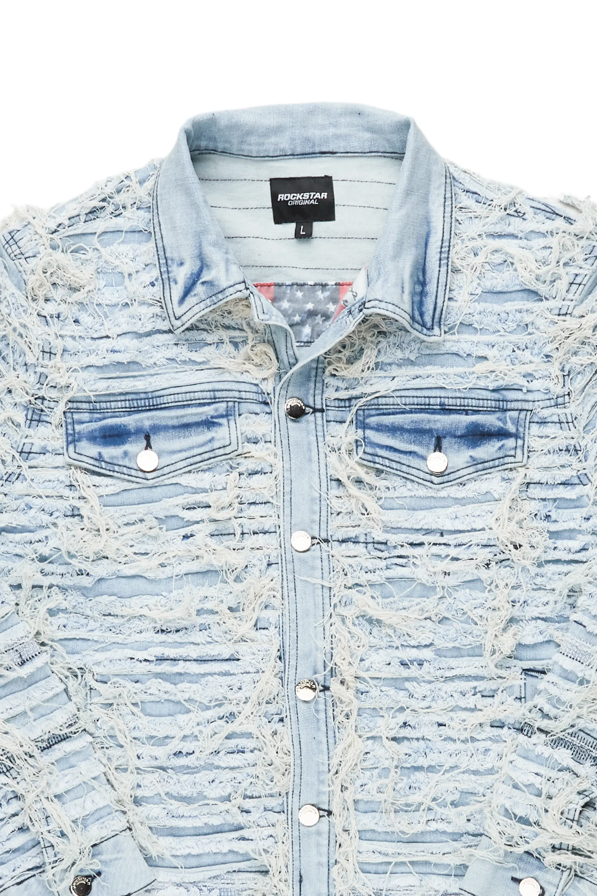 Ayan Blue Distressed Denim Jacket - Image 5