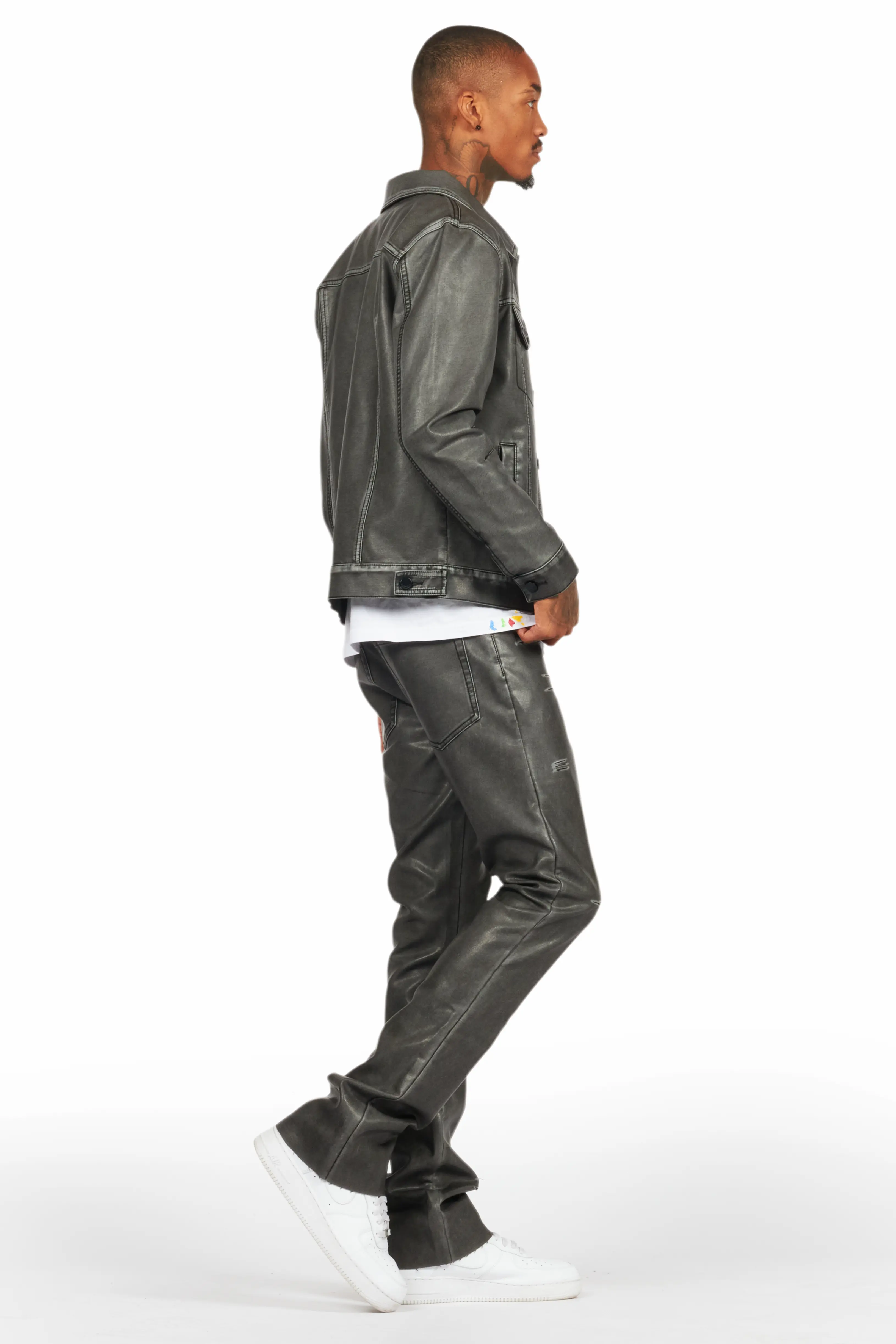 Deco Black PU Jacket - Image 4