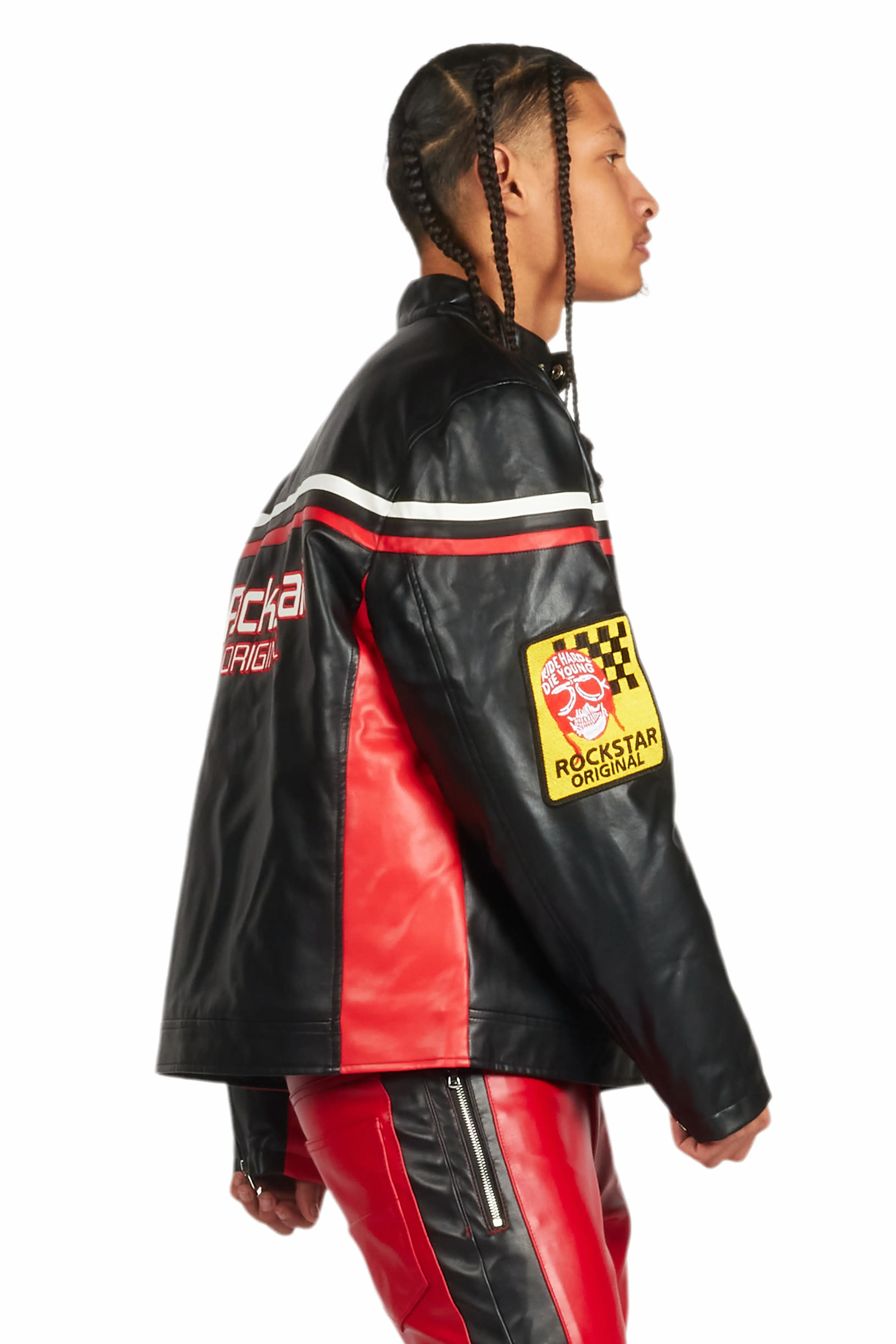 Roch Black/White Leather Moto Jacket - Image 4