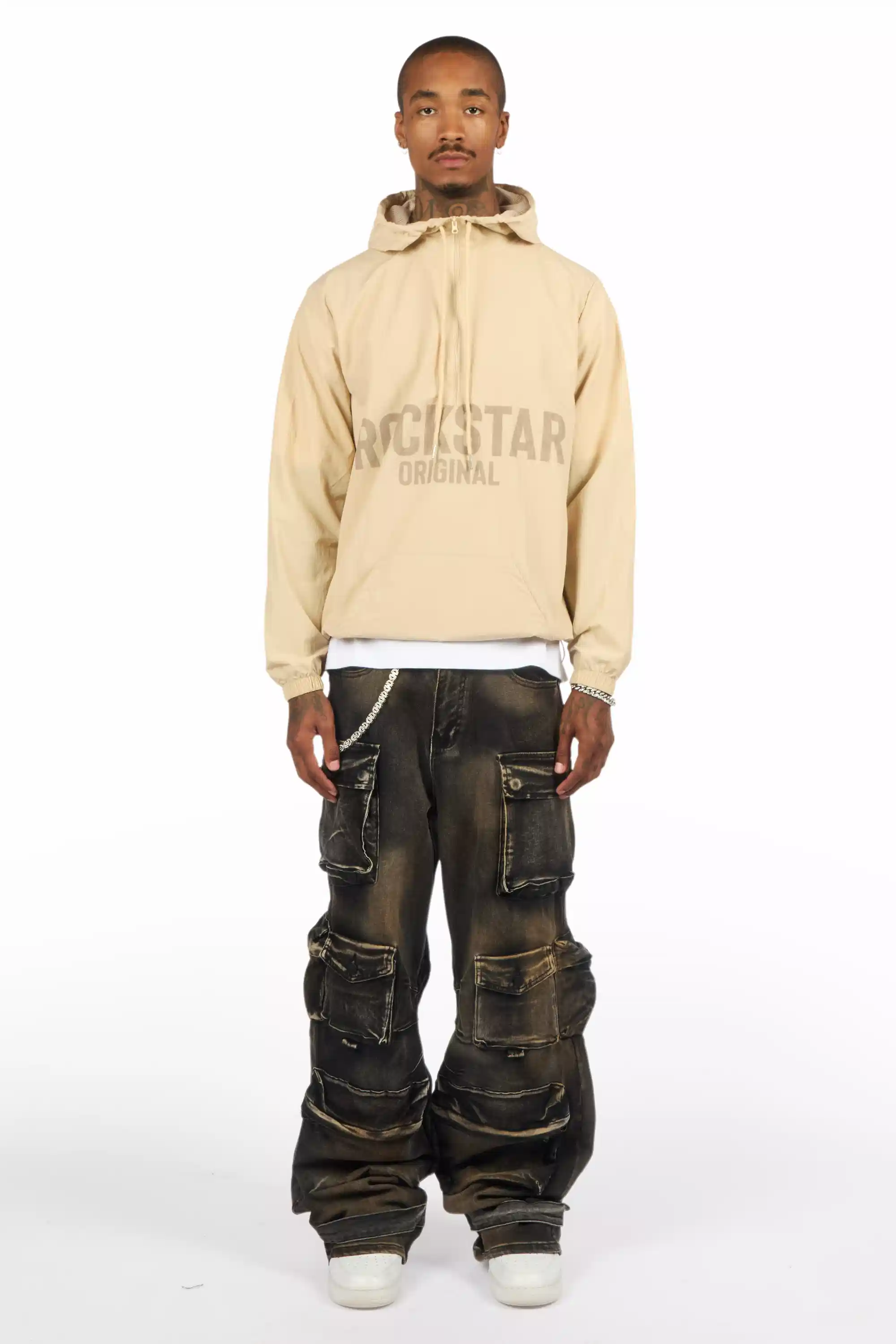 Sana Beige Graphic Windbreaker - Image 4