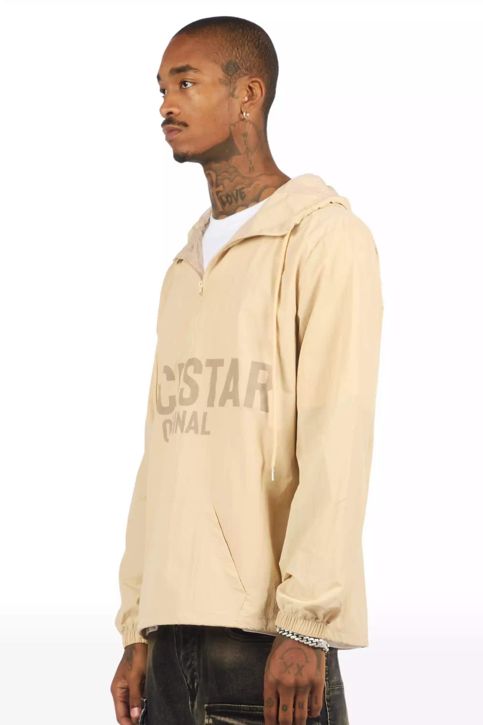 Sana Beige Graphic Windbreaker - Image 6