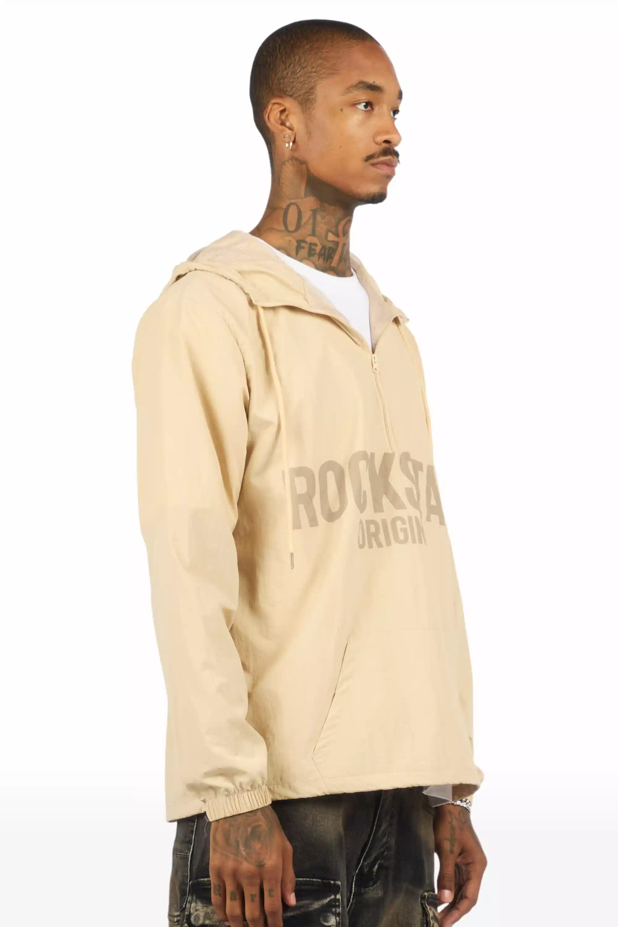 Sana Beige Graphic Windbreaker - Image 7