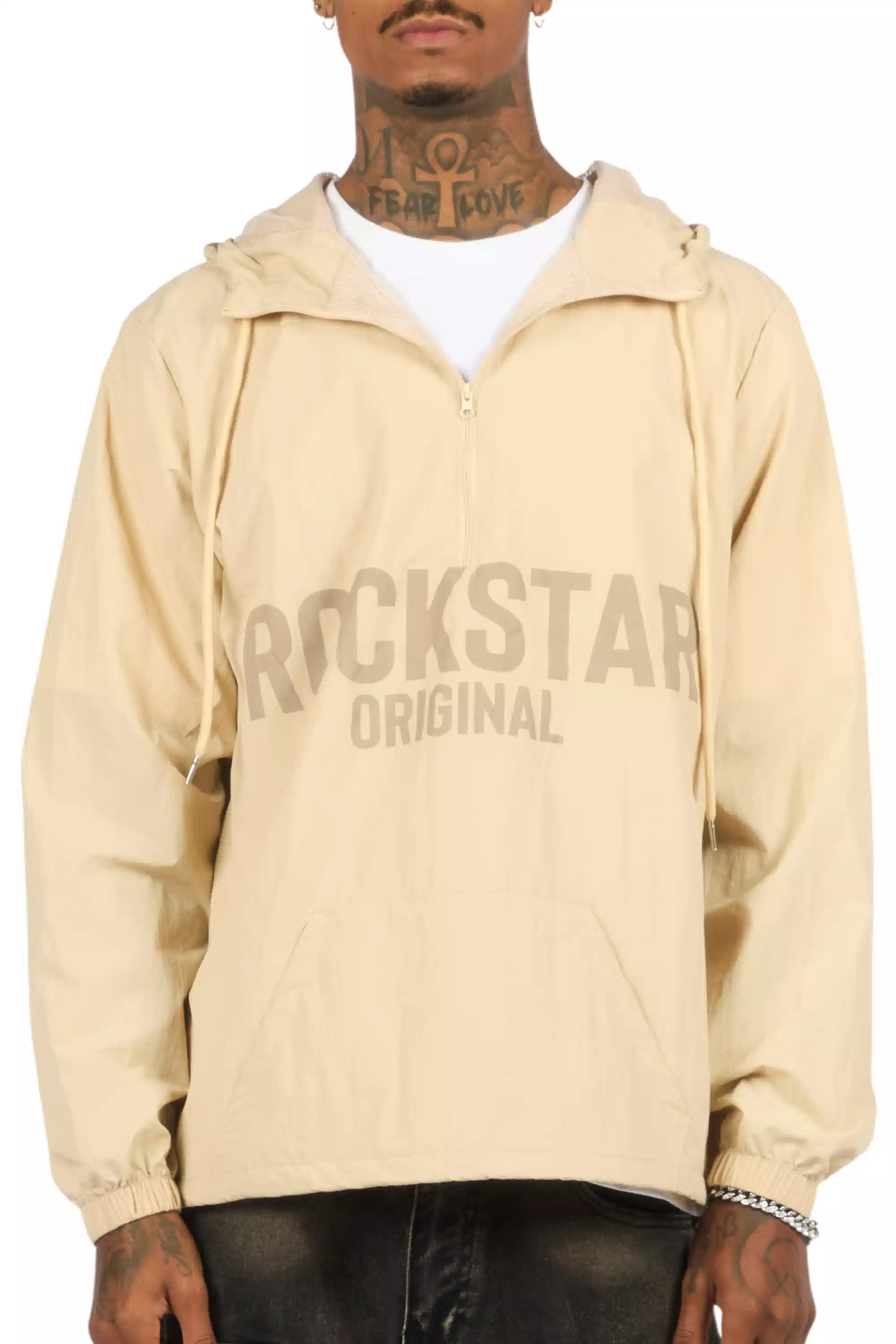 Sana Beige Graphic Windbreaker - Image 8