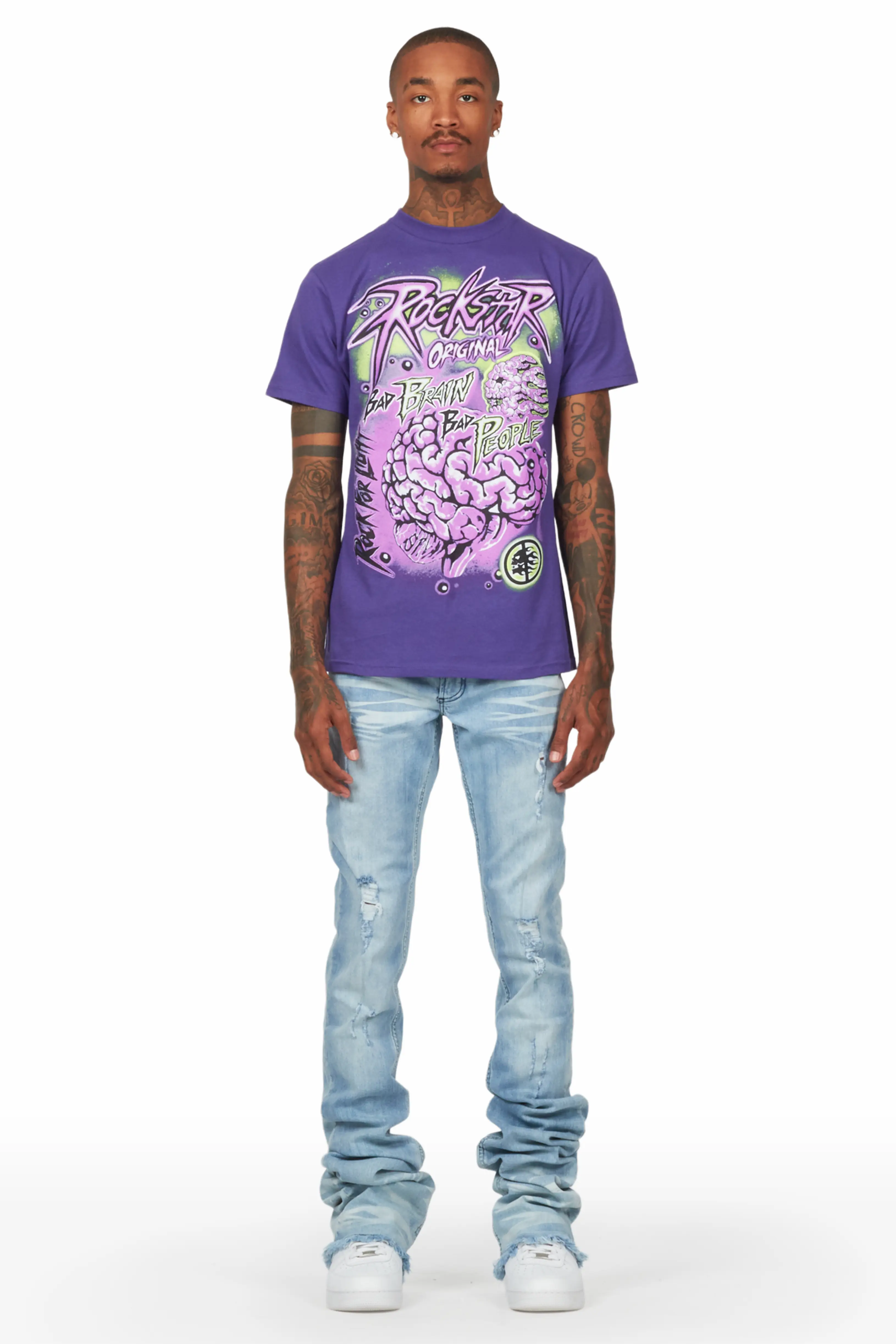 Faby Light Blue Super Stacked Flare Jean - Image 3