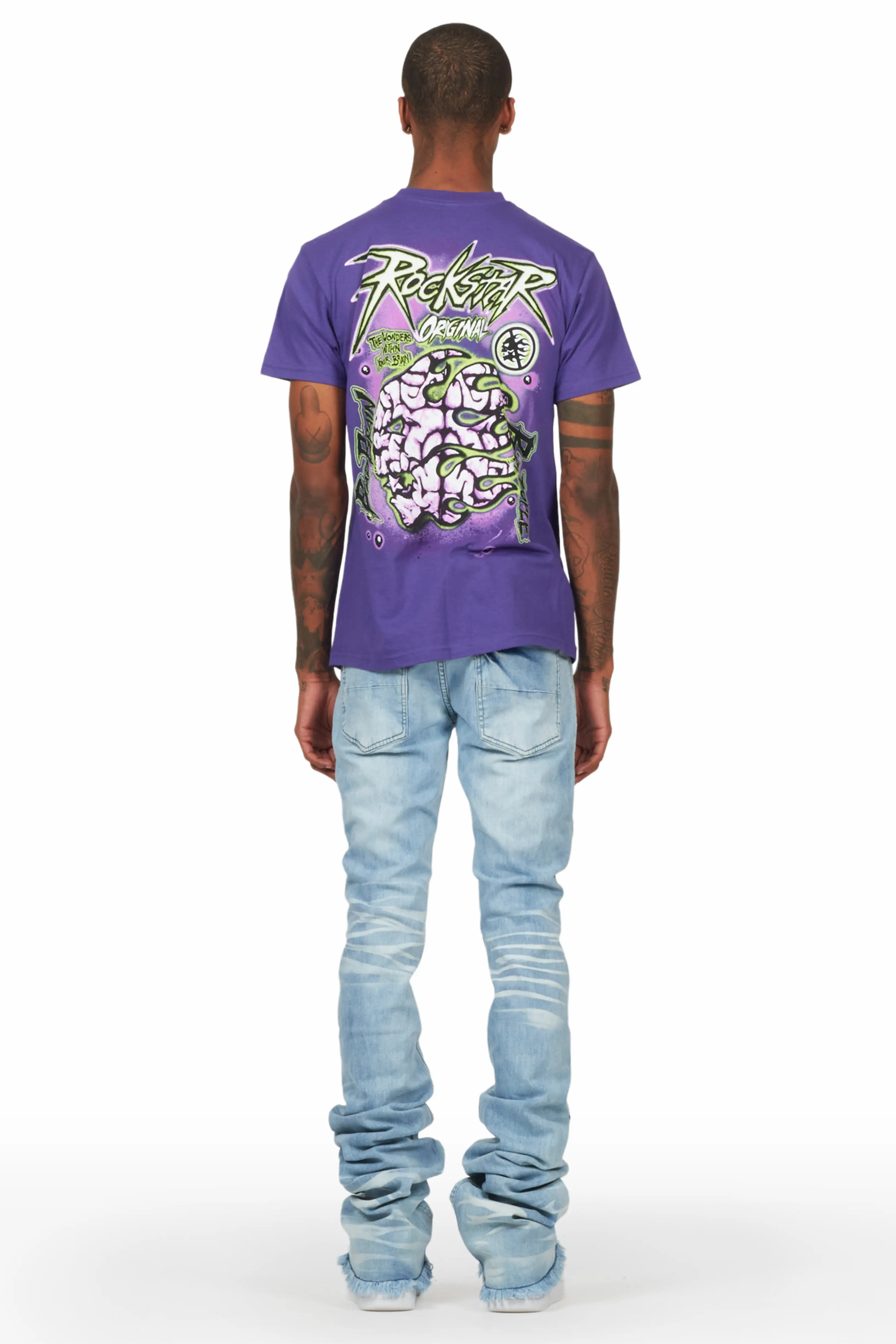 Faby Light Blue Super Stacked Flare Jean - Image 5