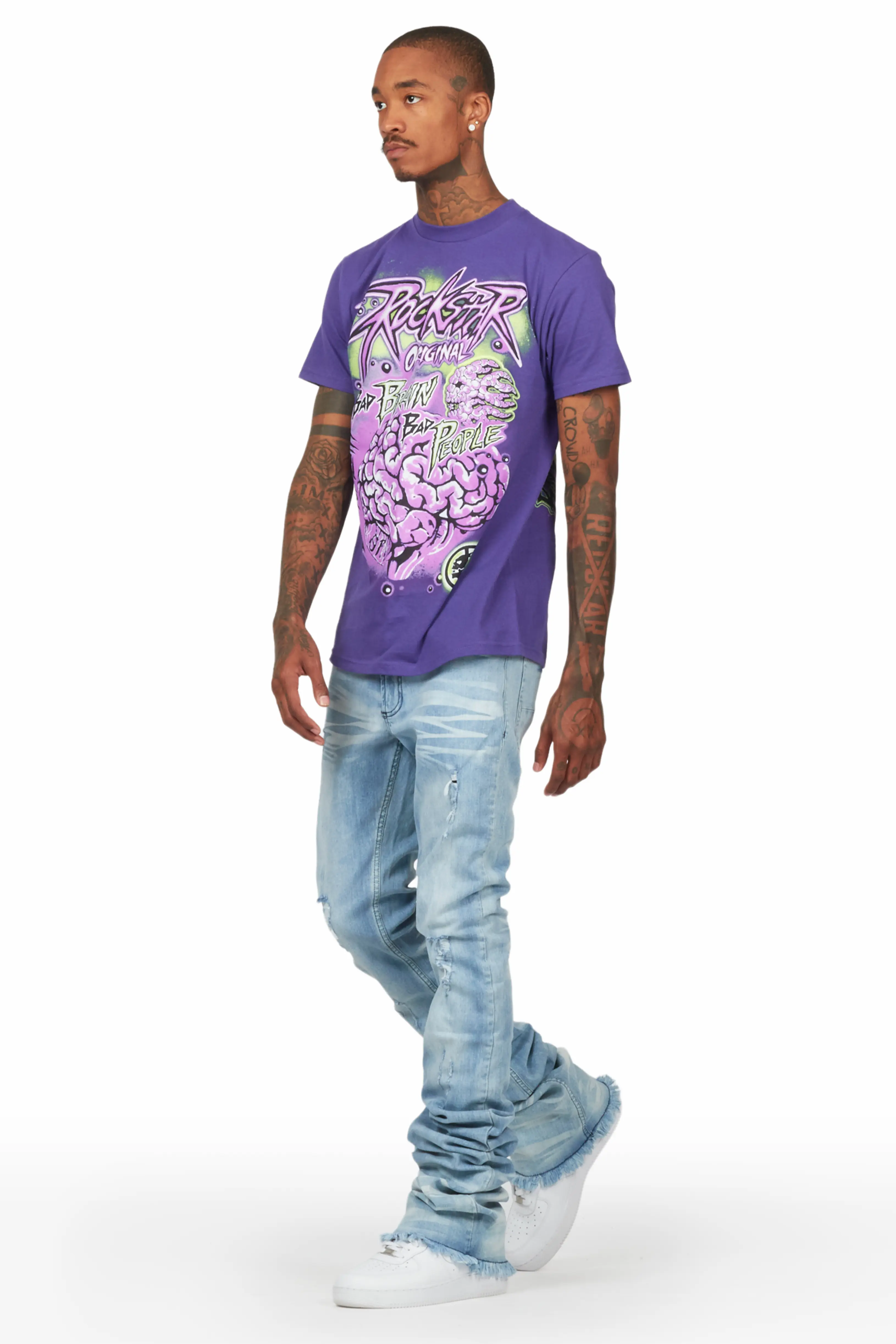 Faby Light Blue Super Stacked Flare Jean - Image 6