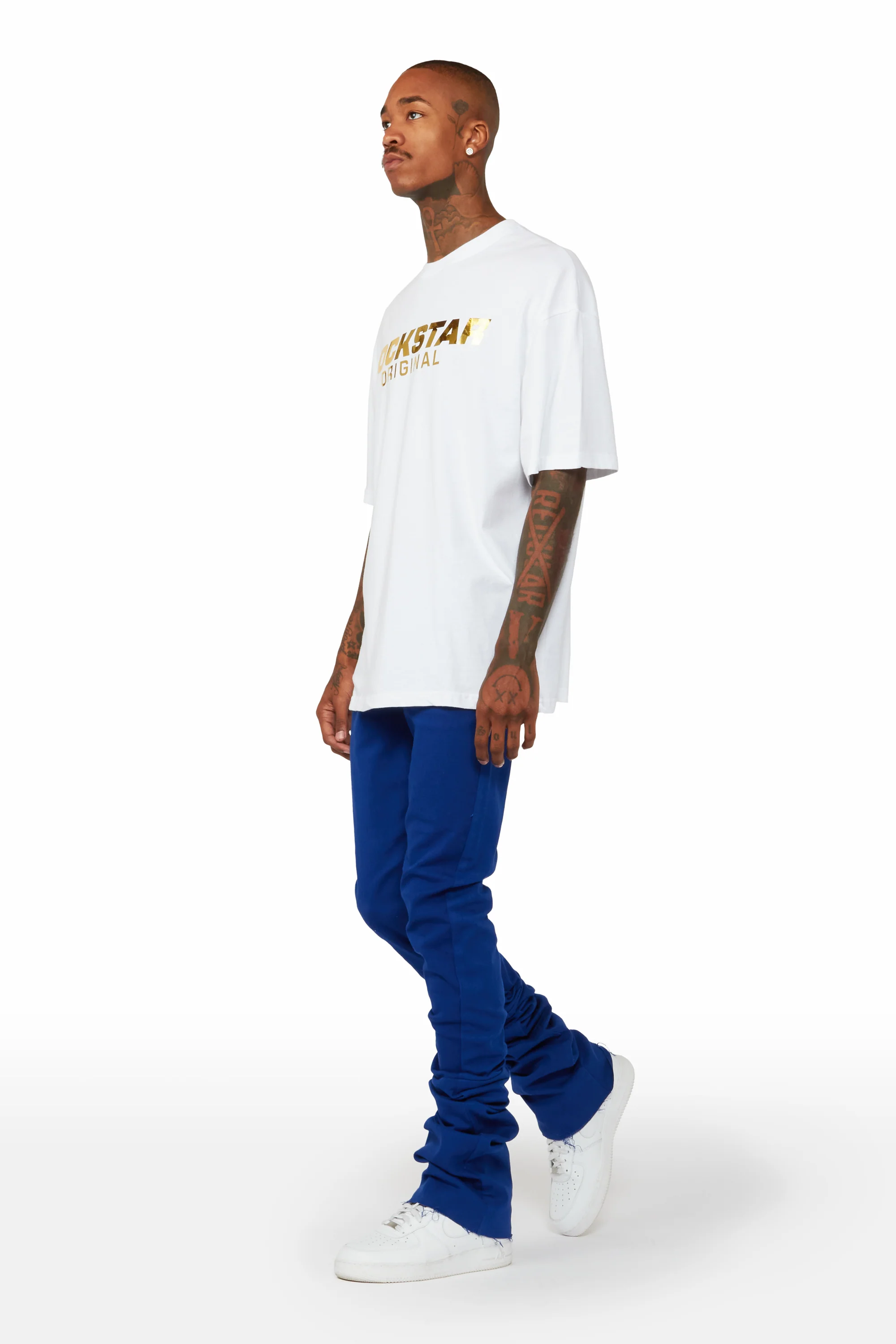 Faith Royal Blue Super Stacked Flare Jean - Image 4