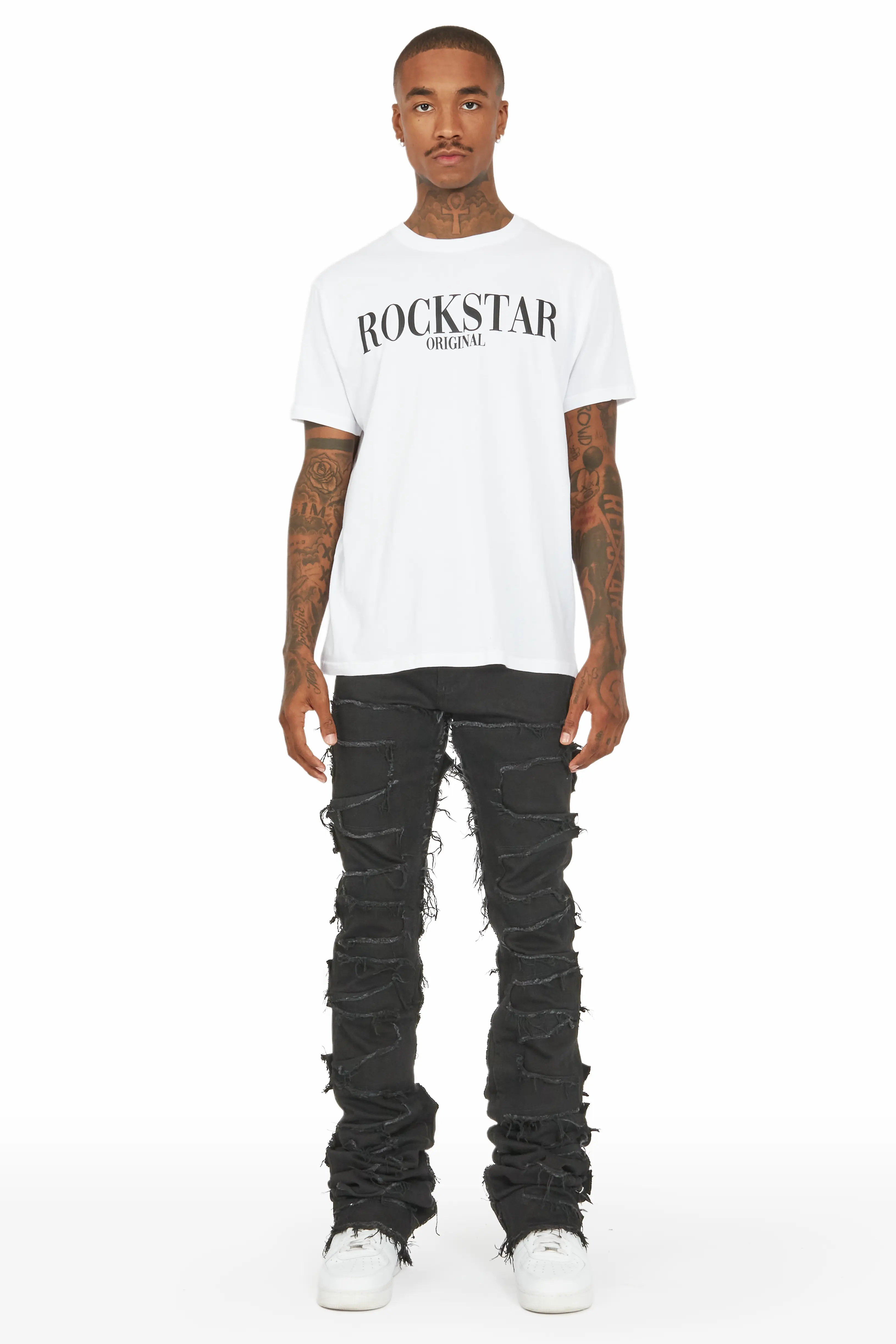 Hallie Black Super Stacked Flare Jean - Image 2