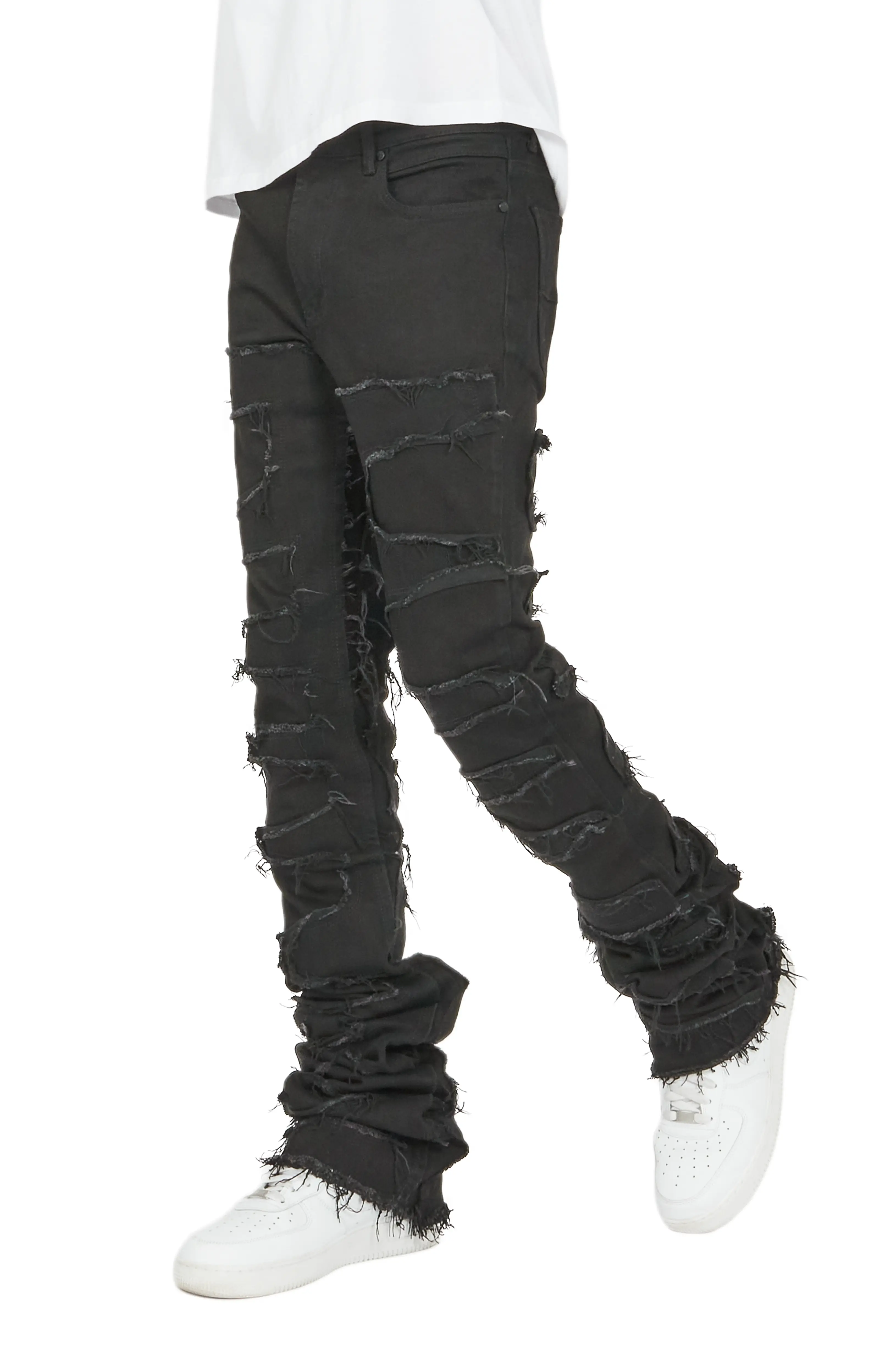 Hallie Black Super Stacked Flare Jean - Image 6