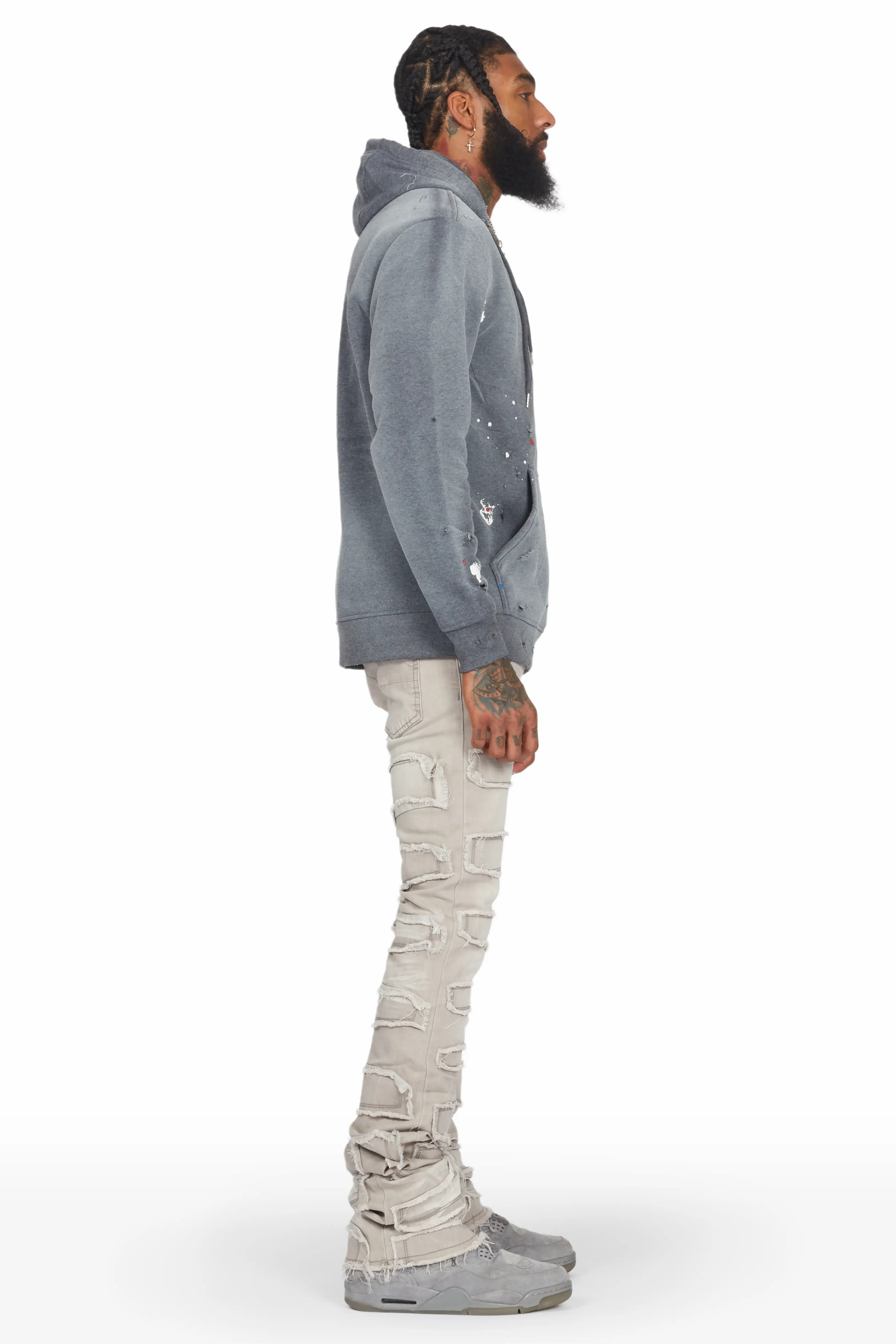 Hallie Grey Wash Super Stacked Flare Jean - Image 3