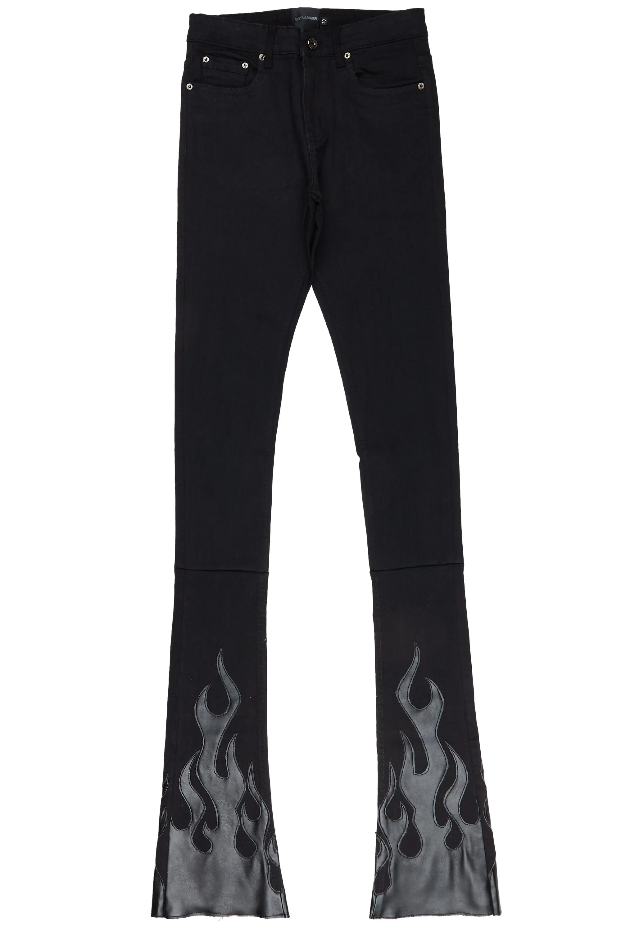 Davian Black Patchwork Super Stacked Flare Jean - Image 3