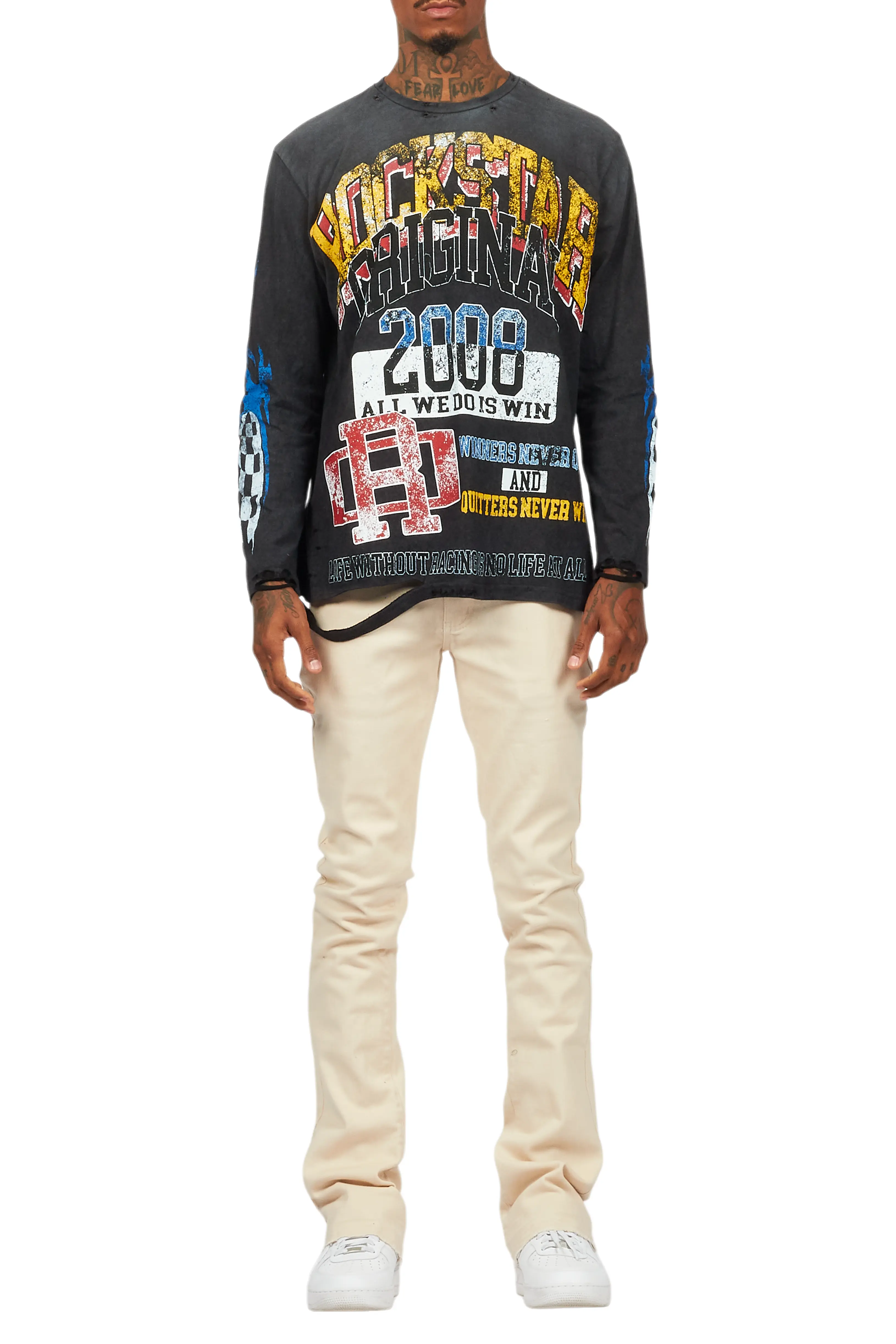 Dag Beige Stacked Flare Jean - Image 10