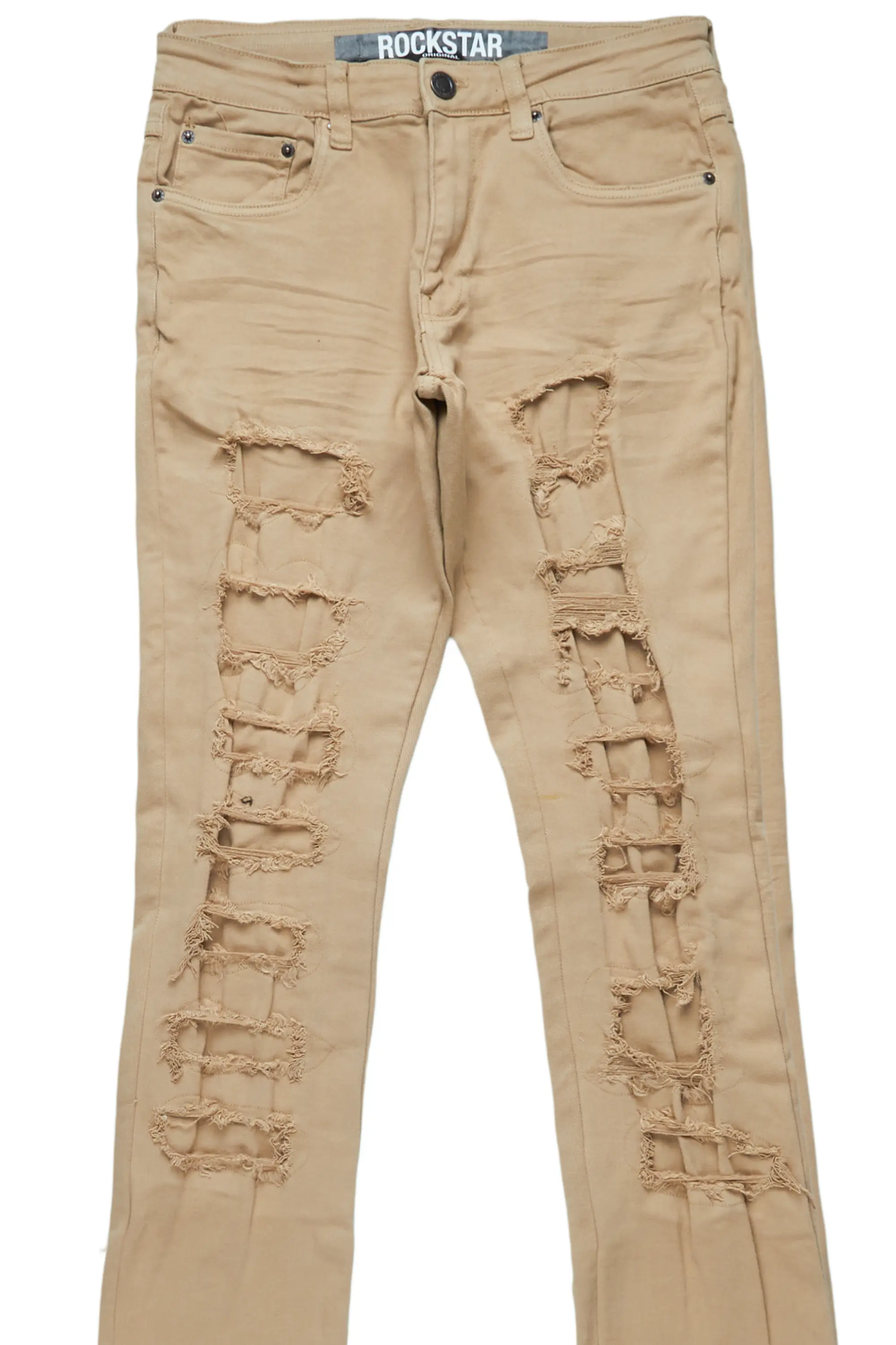 Badal Khaki Super Stacked Flare Jean - Image 7