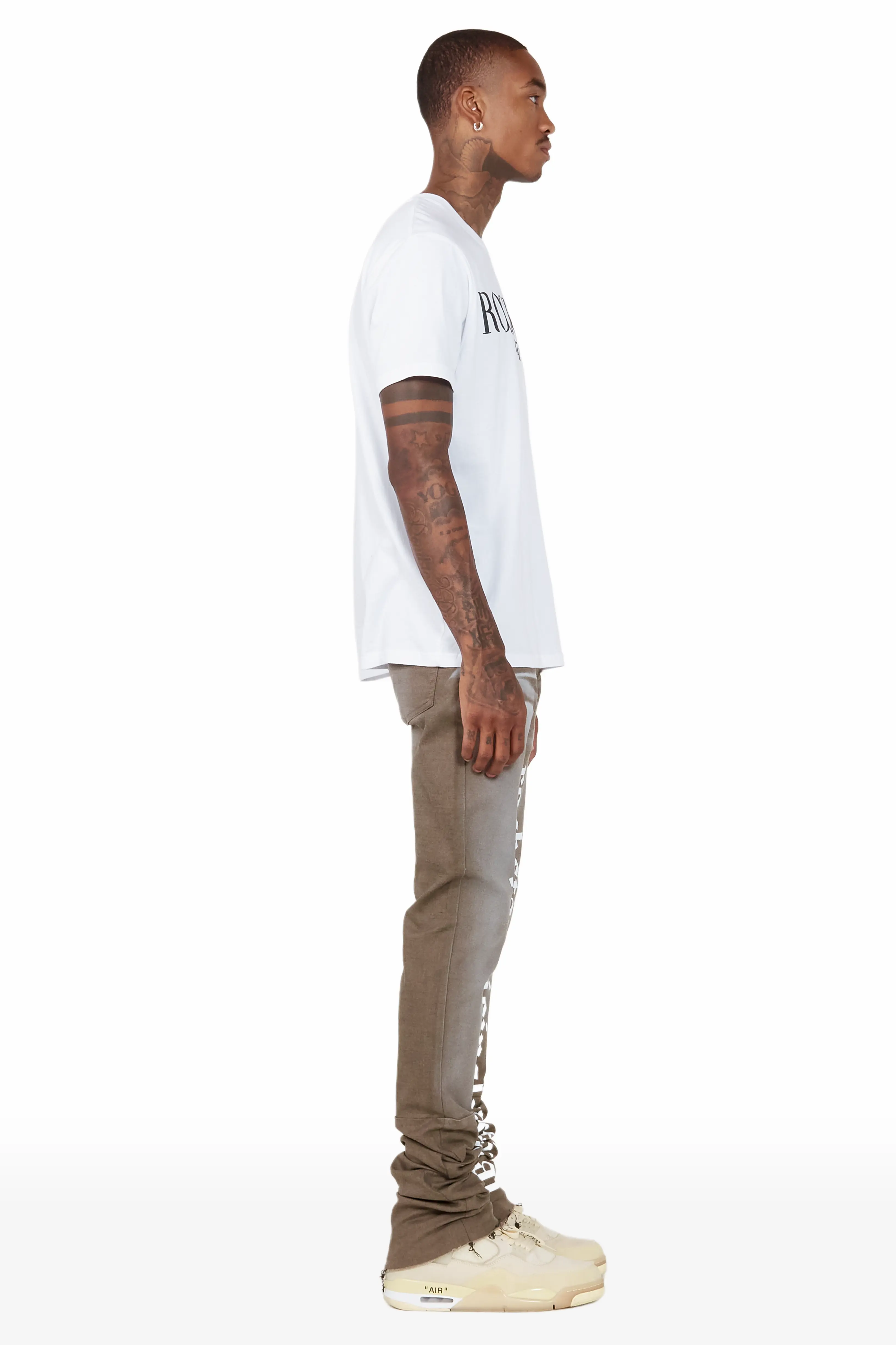 Filip Khaki Super Stacked Flare Jean - Image 3