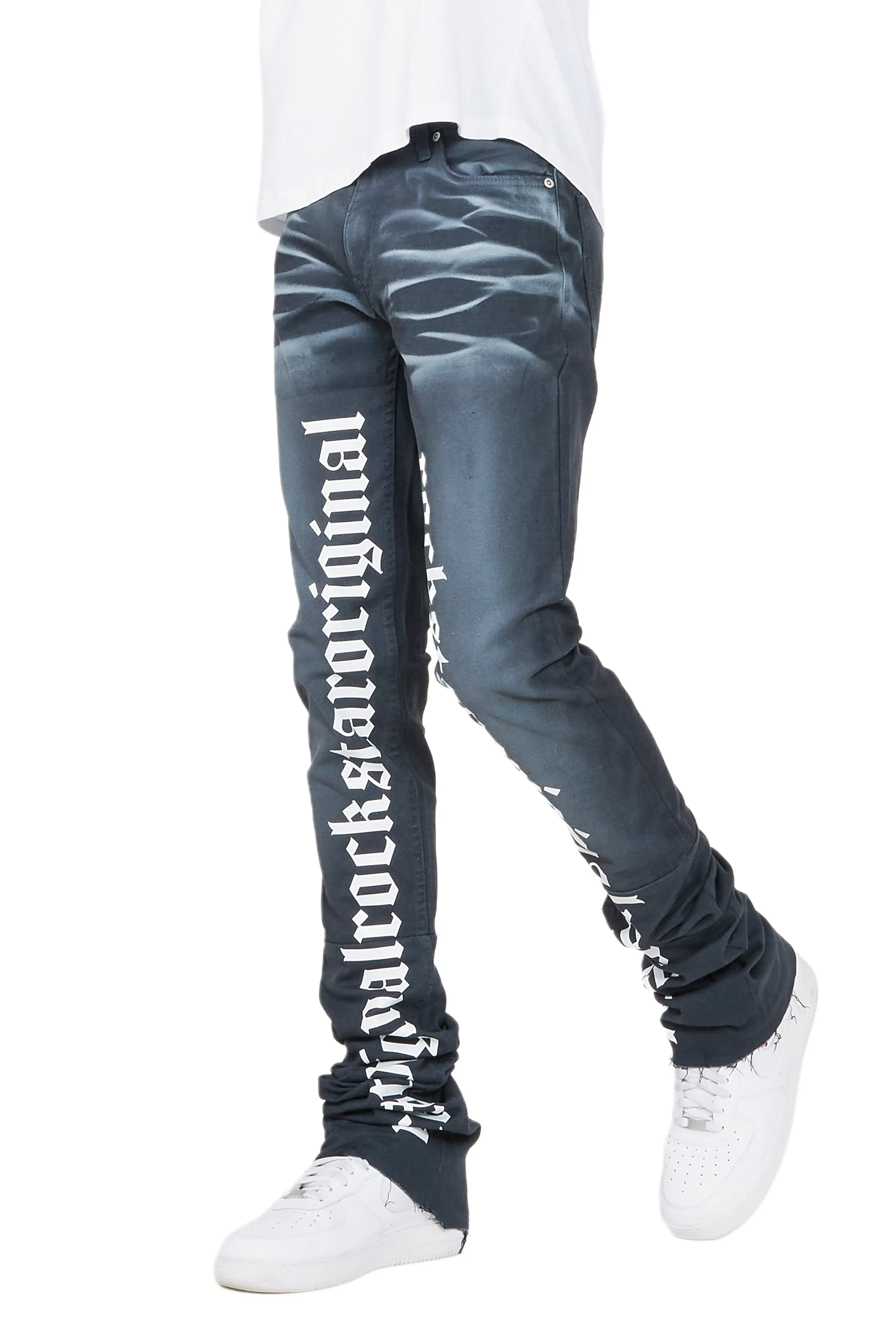 Filip Navy Super Stacked Flare Jean - Image 9