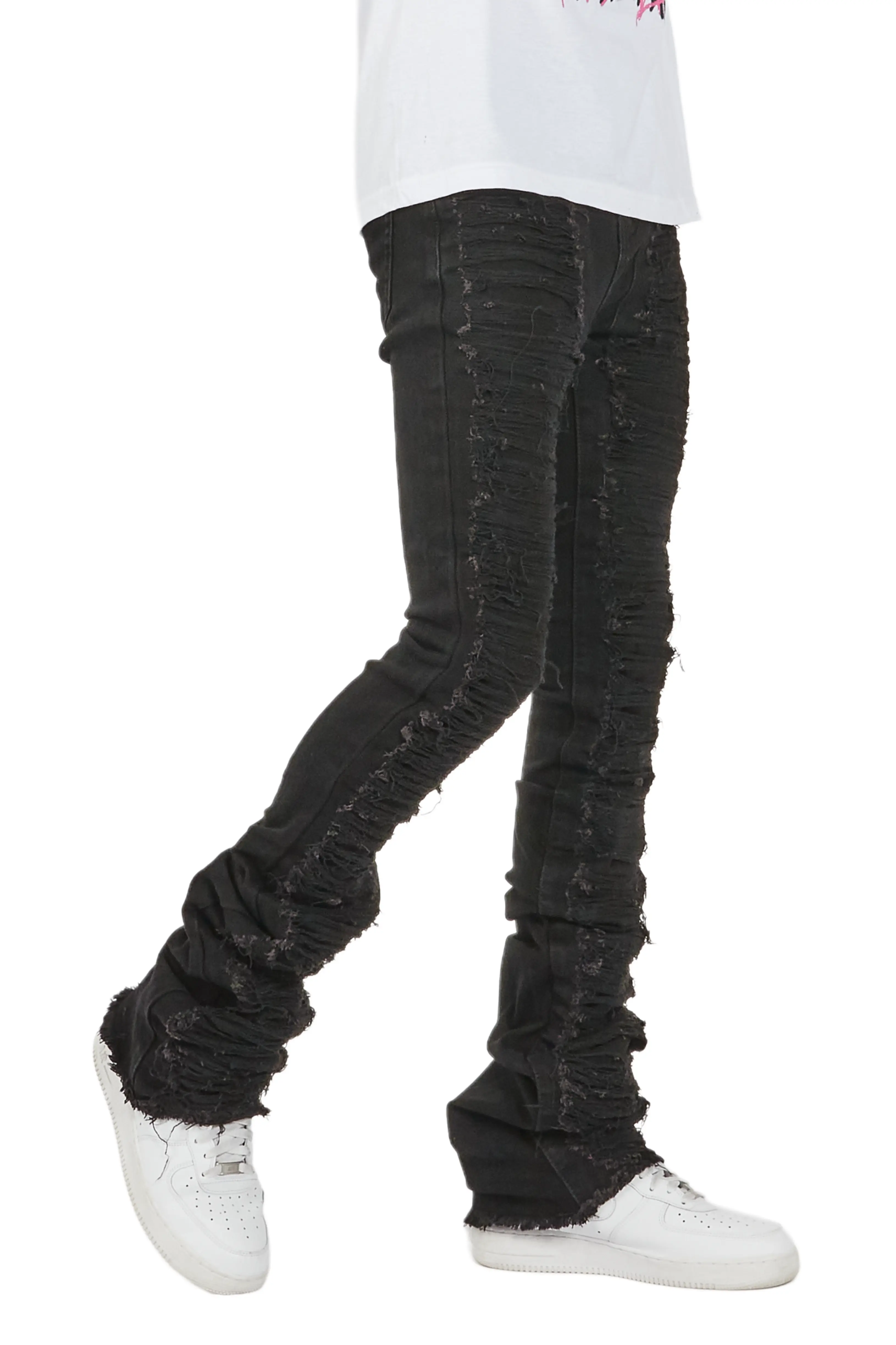 Astor Black Super Stacked Flare Jean - Image 5