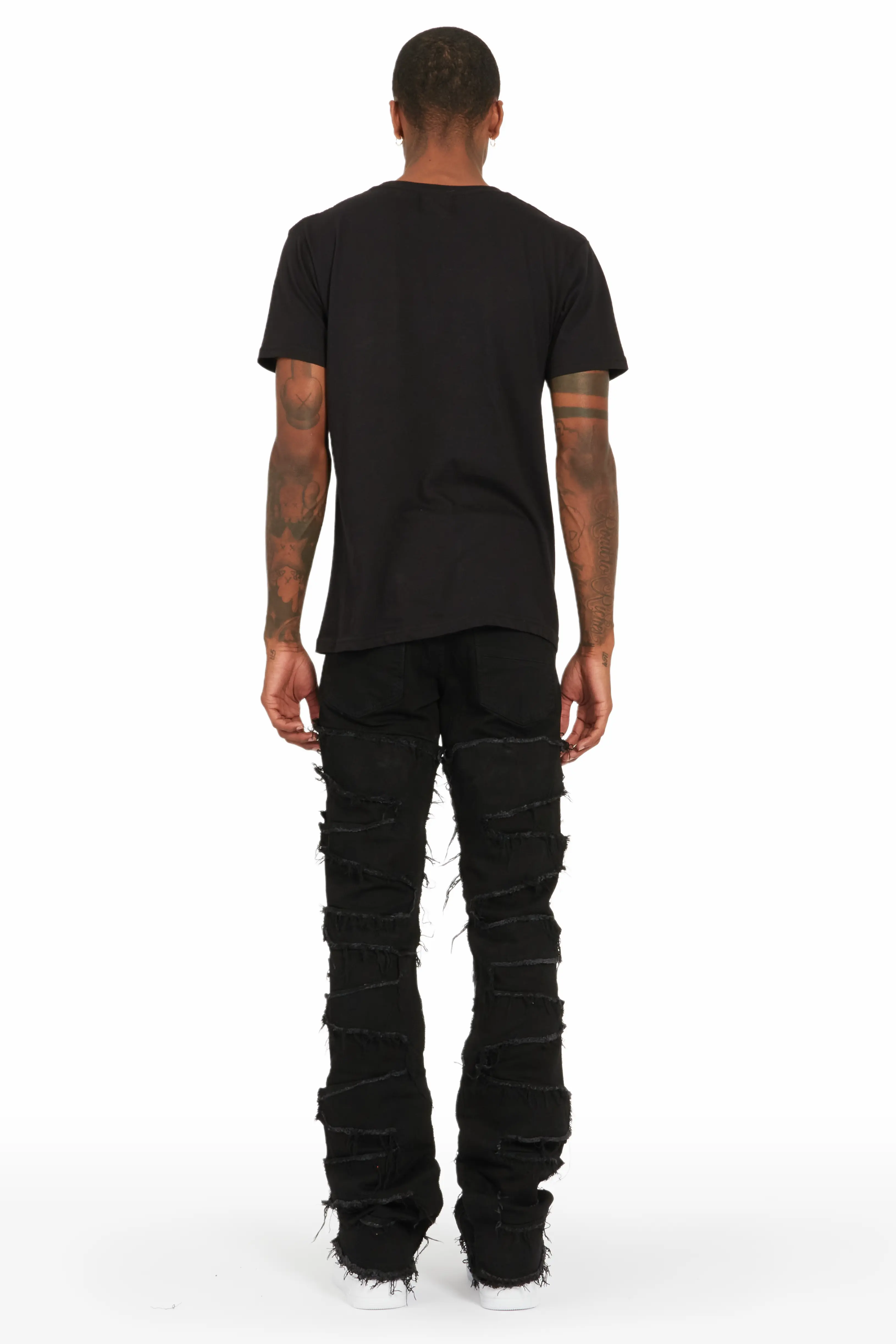 Blaine Black Super Stacked Flare Jean - Image 4