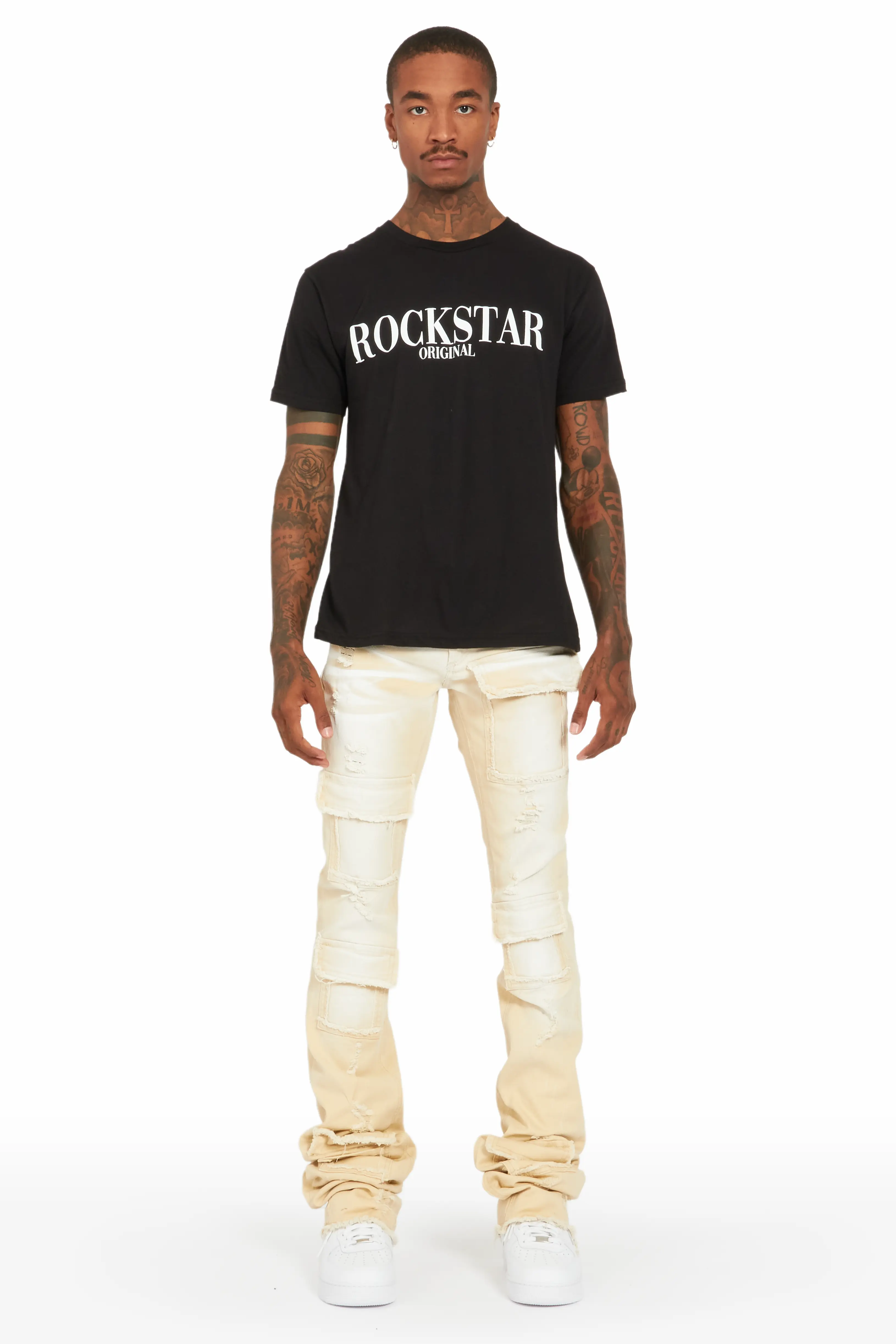 Grant Beige Super Stacked Flare Jean - Image 2