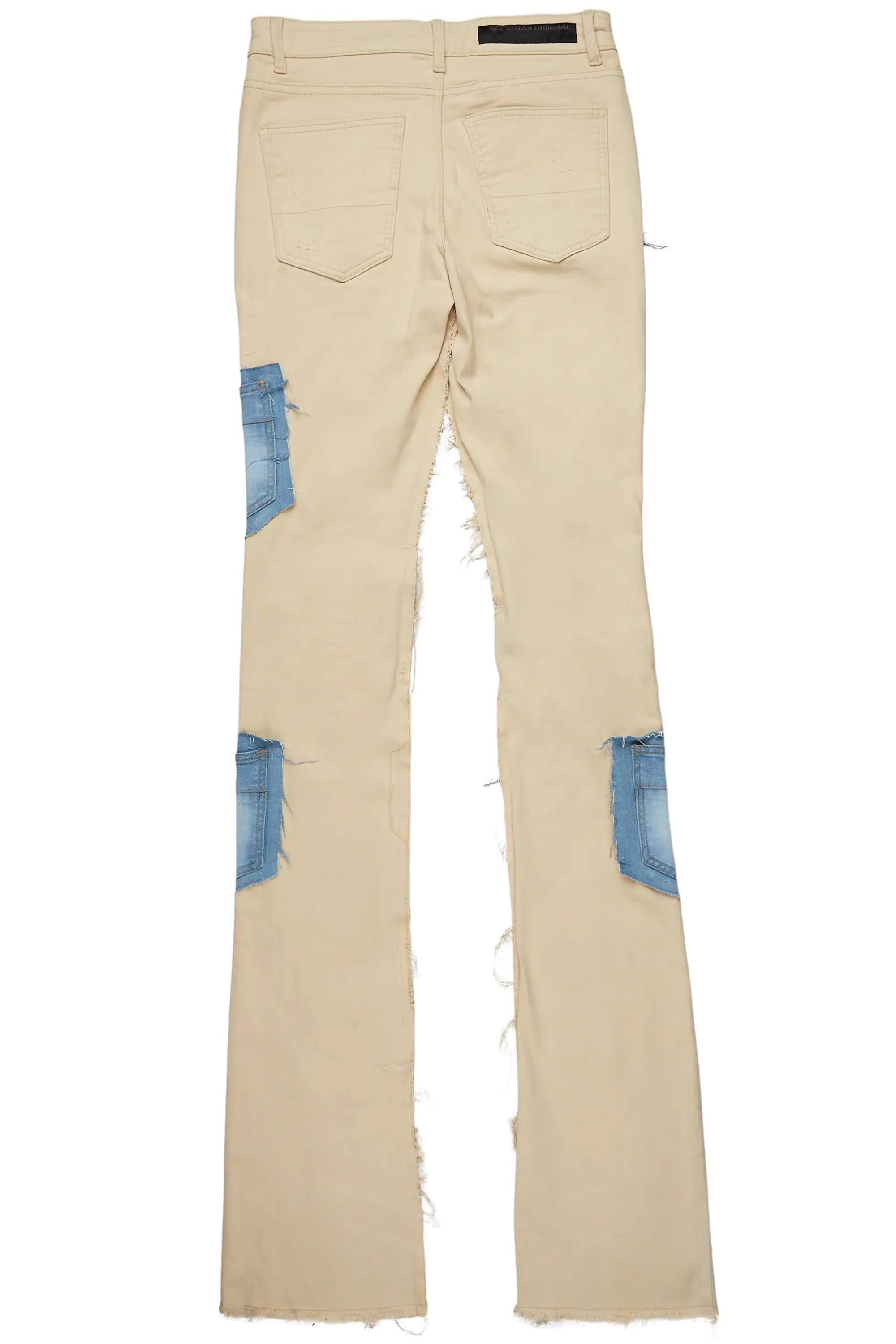Heath Beige/Blue Patchwork Super Stacked Flare Jean - Image 9