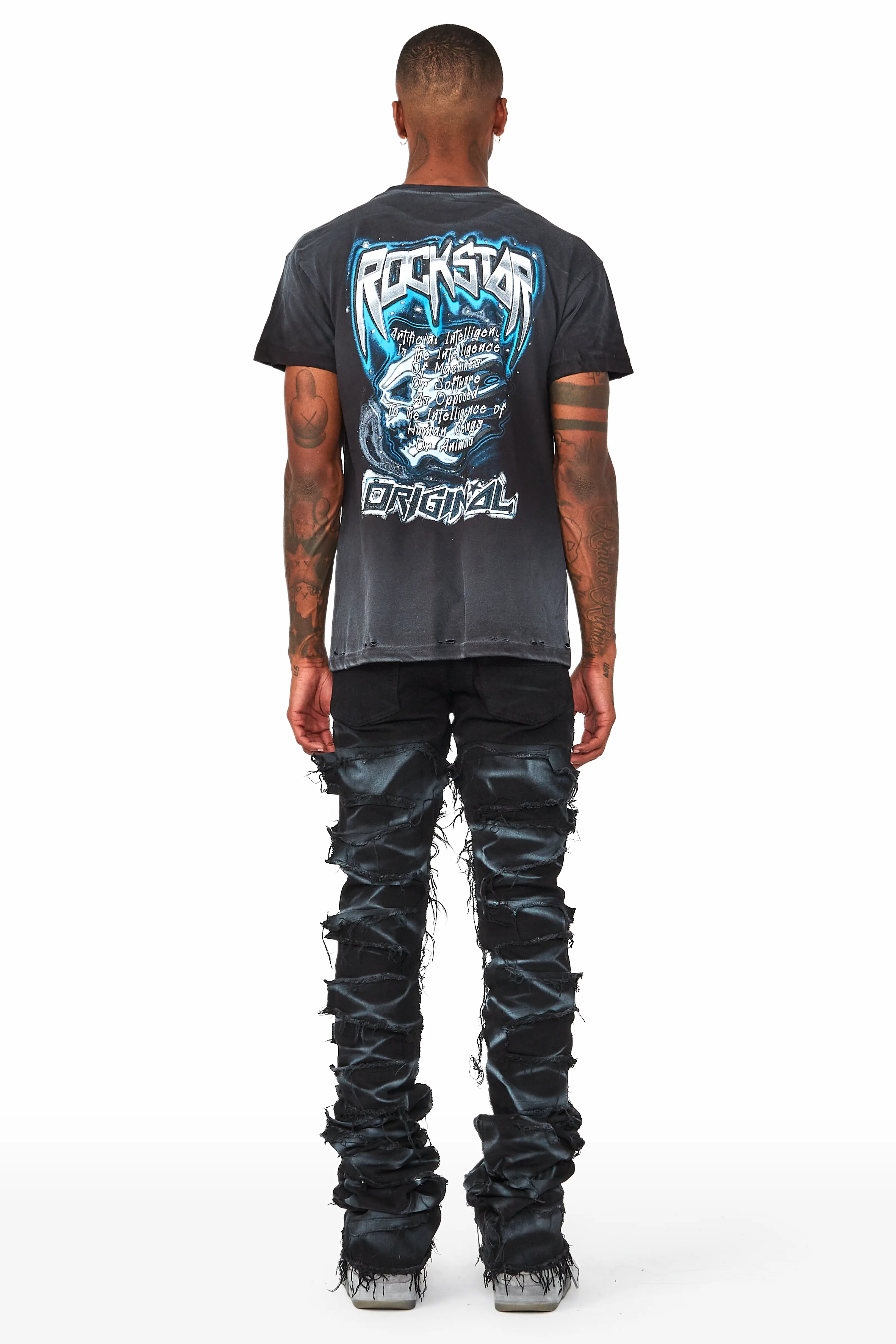 Hayden Black Super Stacked Flare Jean - Image 3