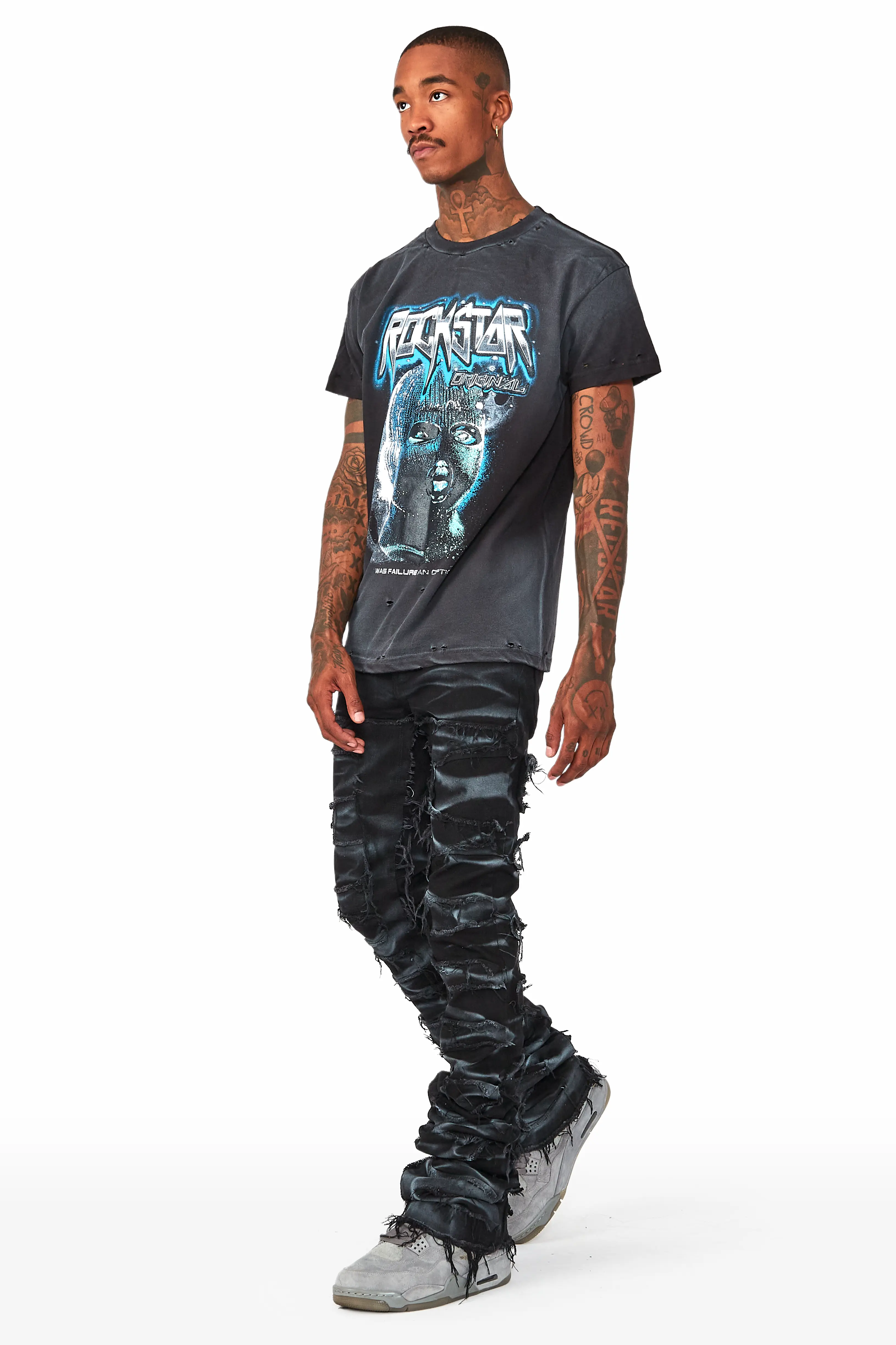 Hayden Black Super Stacked Flare Jean - Image 4