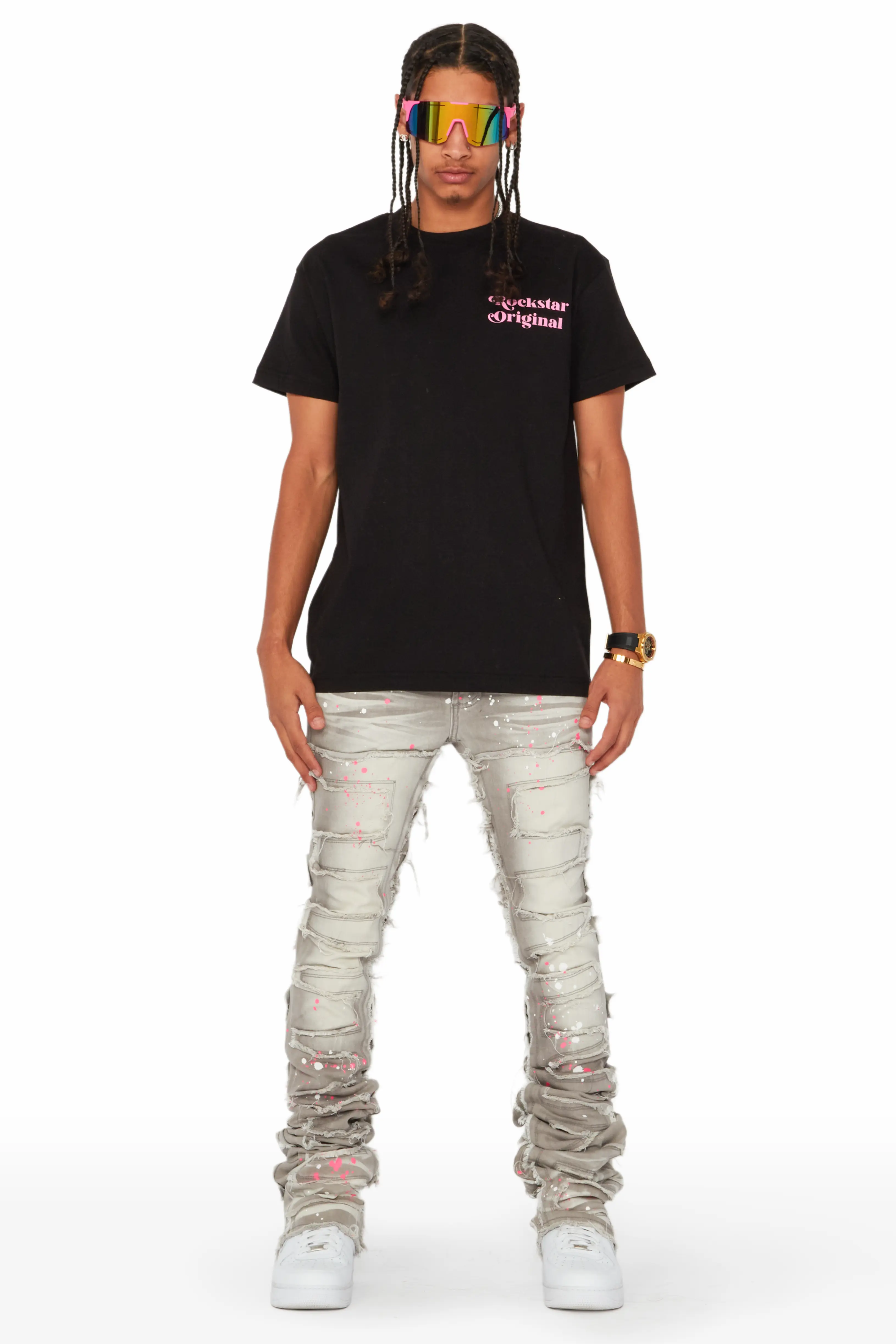 Niall Grey/Pink Painter Super Stacked Jean - Image 3