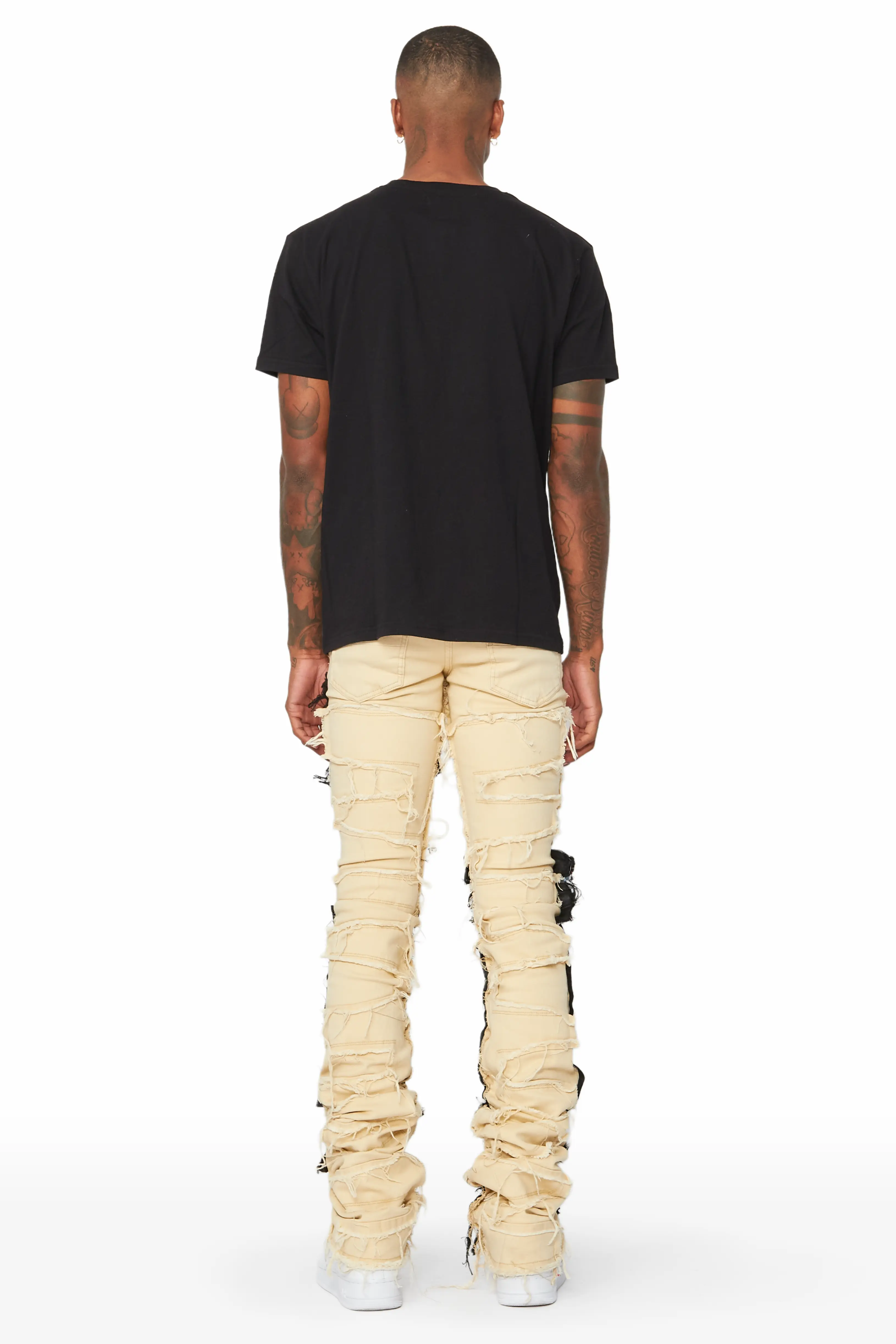 Brave Beige Patchwork Super Stacked Jean - Image 4