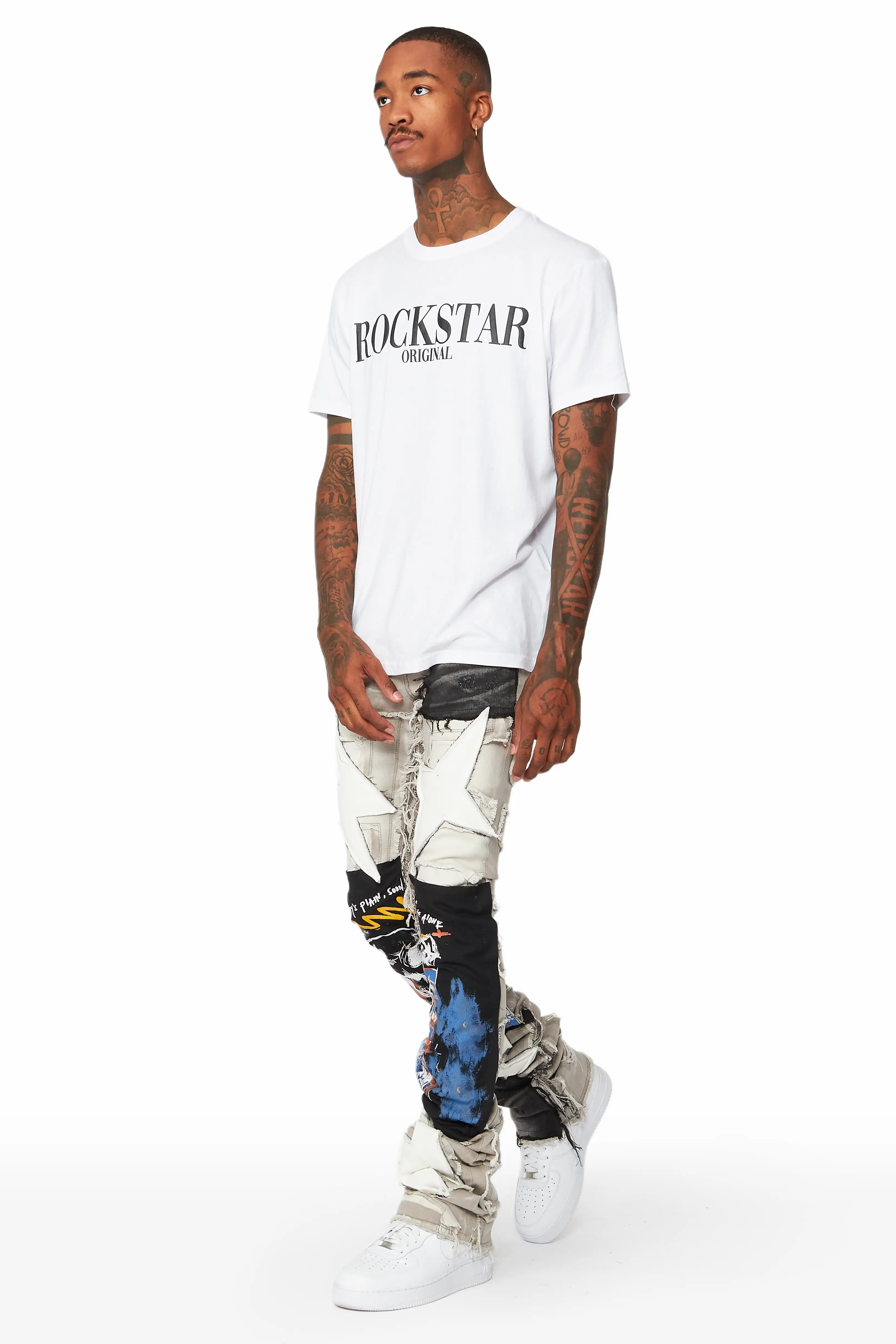 Brave Grey Wash Patchwork Super Stacked Jean - Image 5