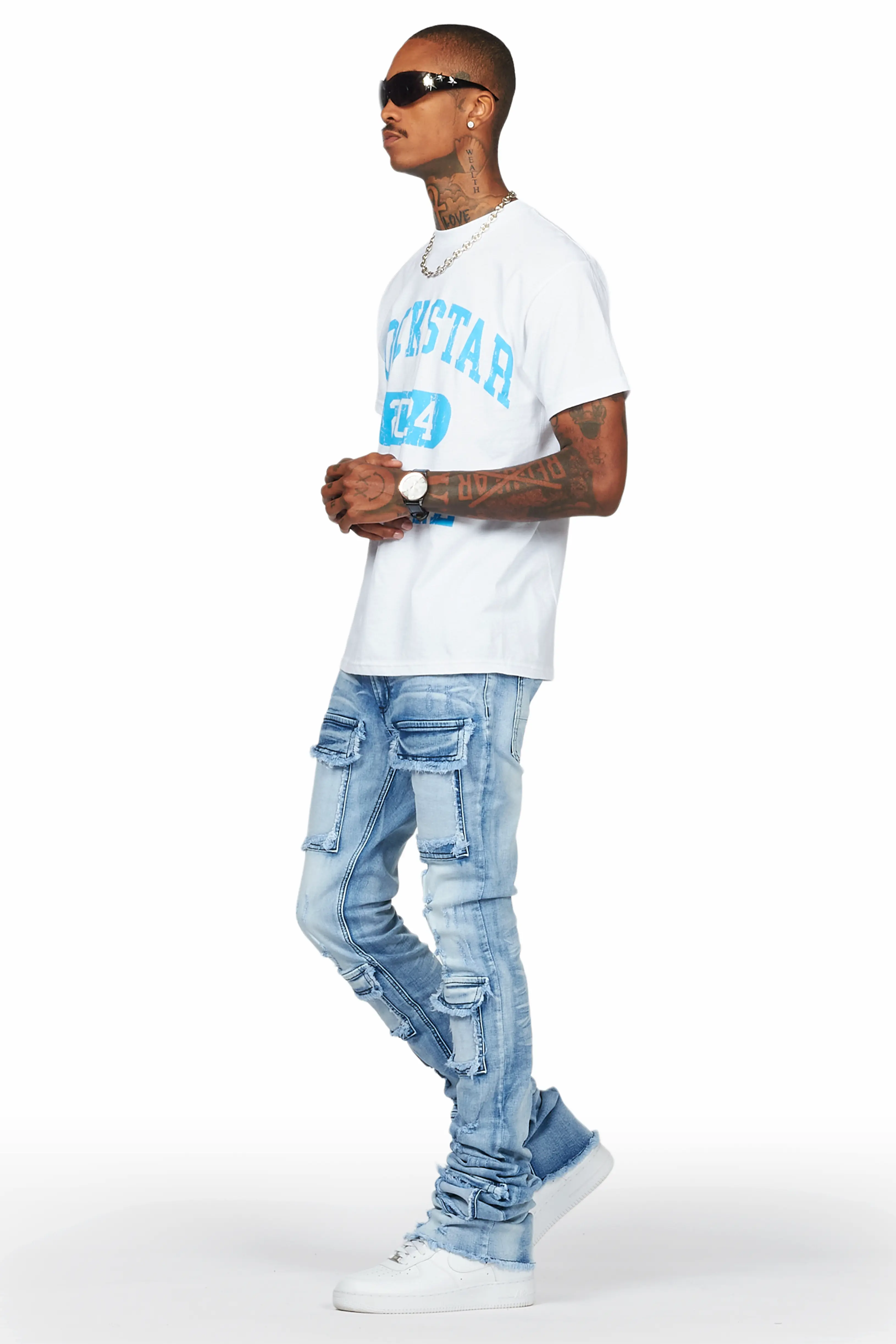 Japoo Blue Super Stacked Flare Jean - Image 6