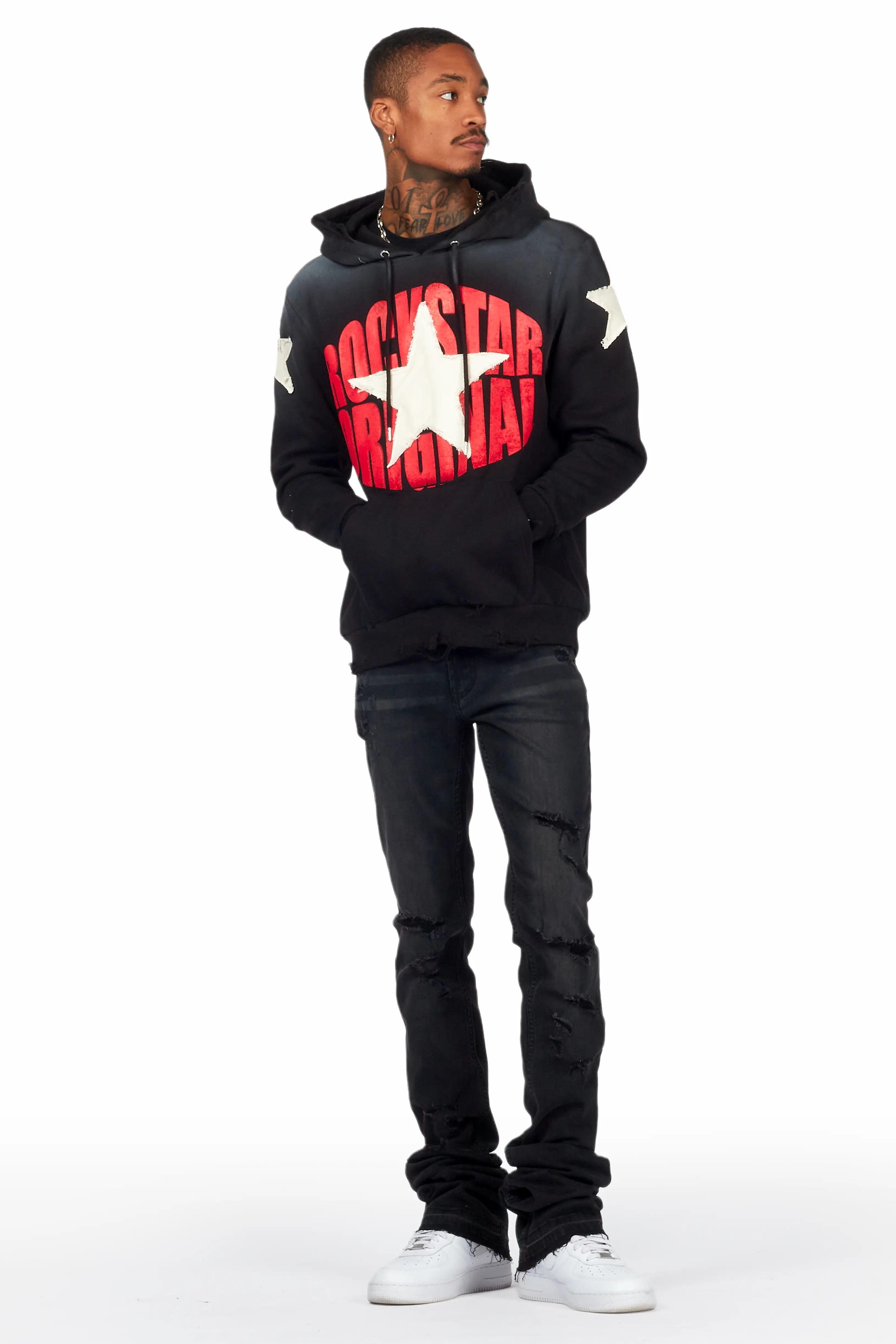 Stellan Black Super Stacked Flare Jean - Image 7