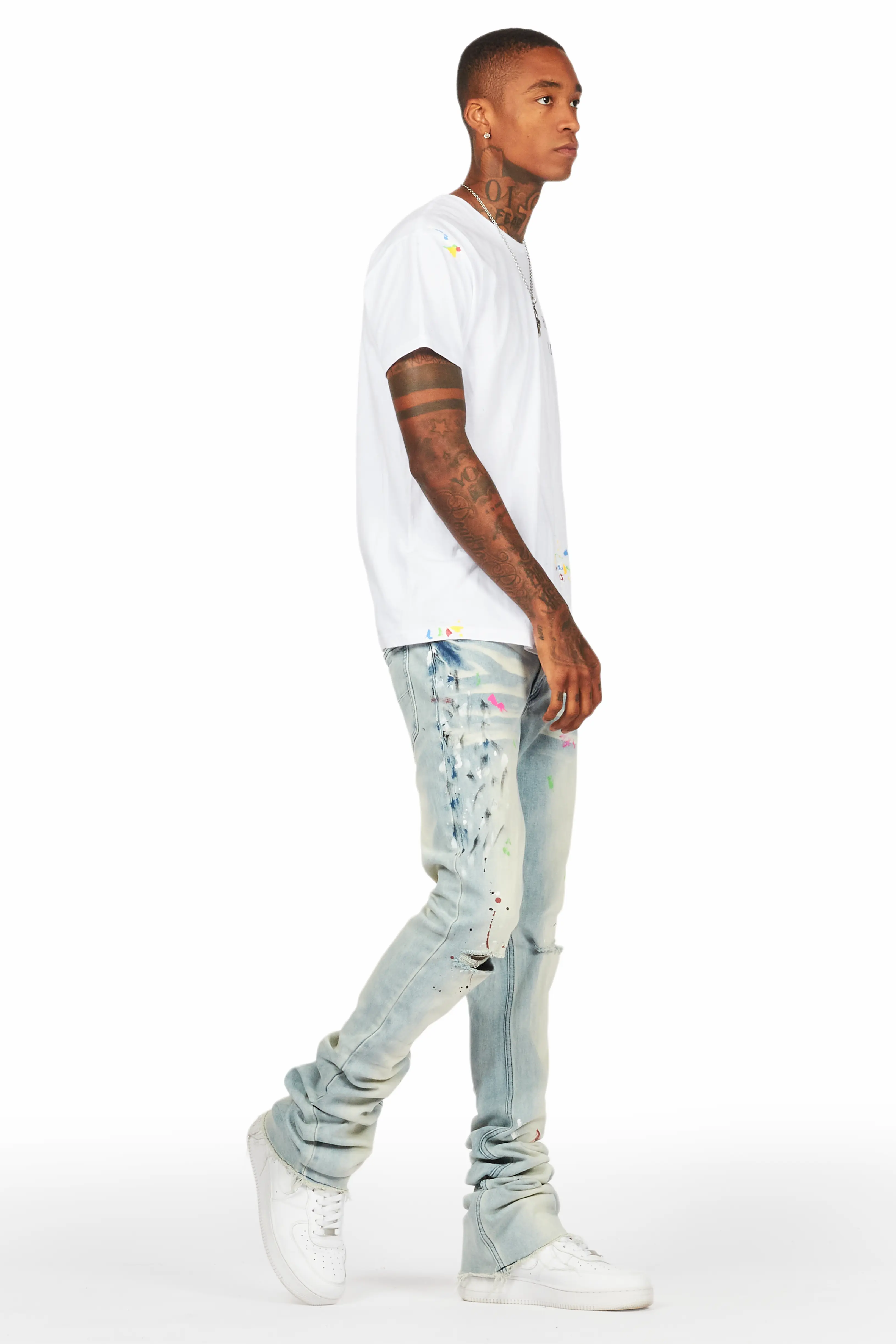 Balen Blue Super Stacked Flare Jean - Image 7