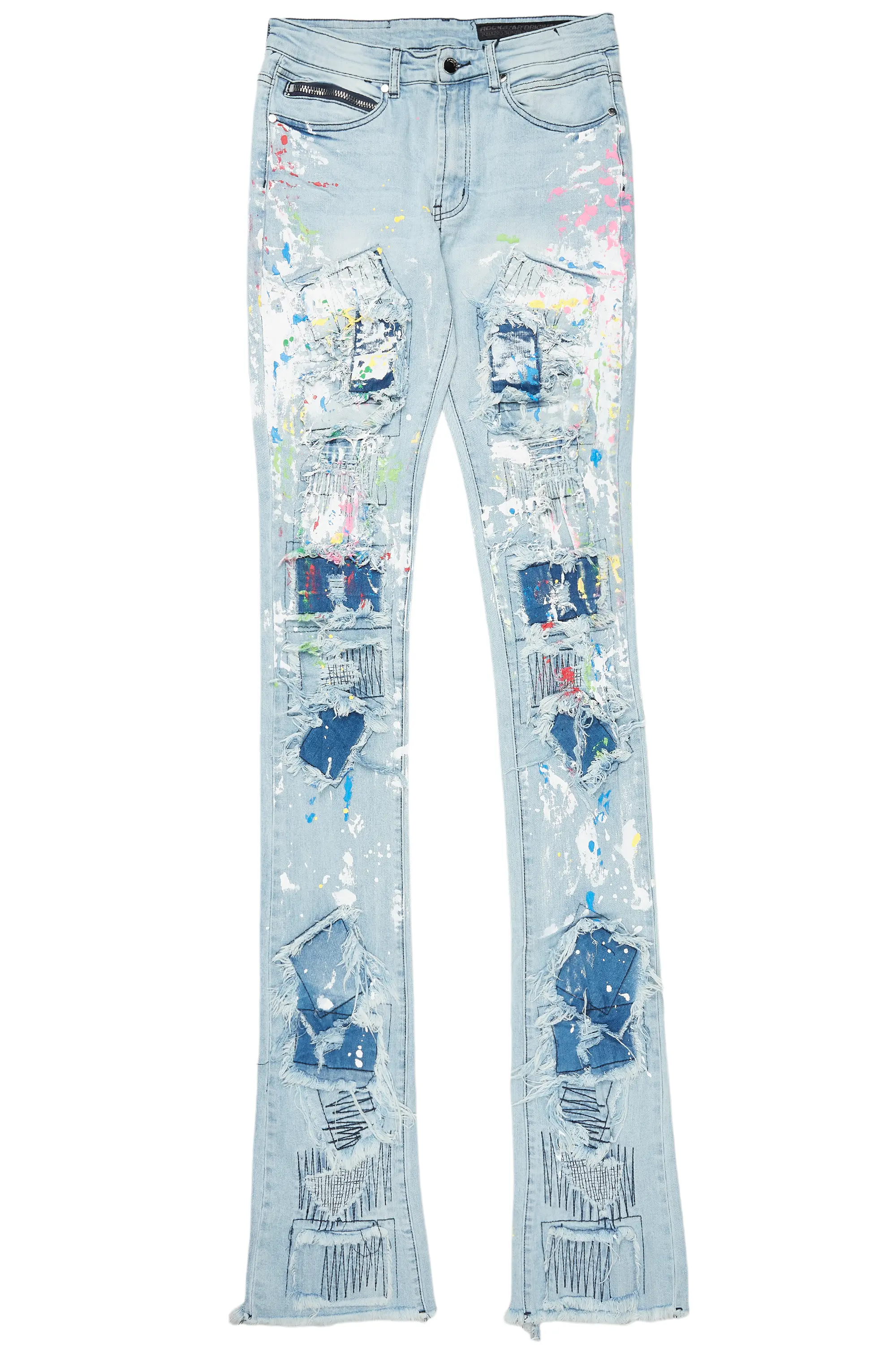Dallon Blue Painter Super Stacked Flare Jean - Image 2