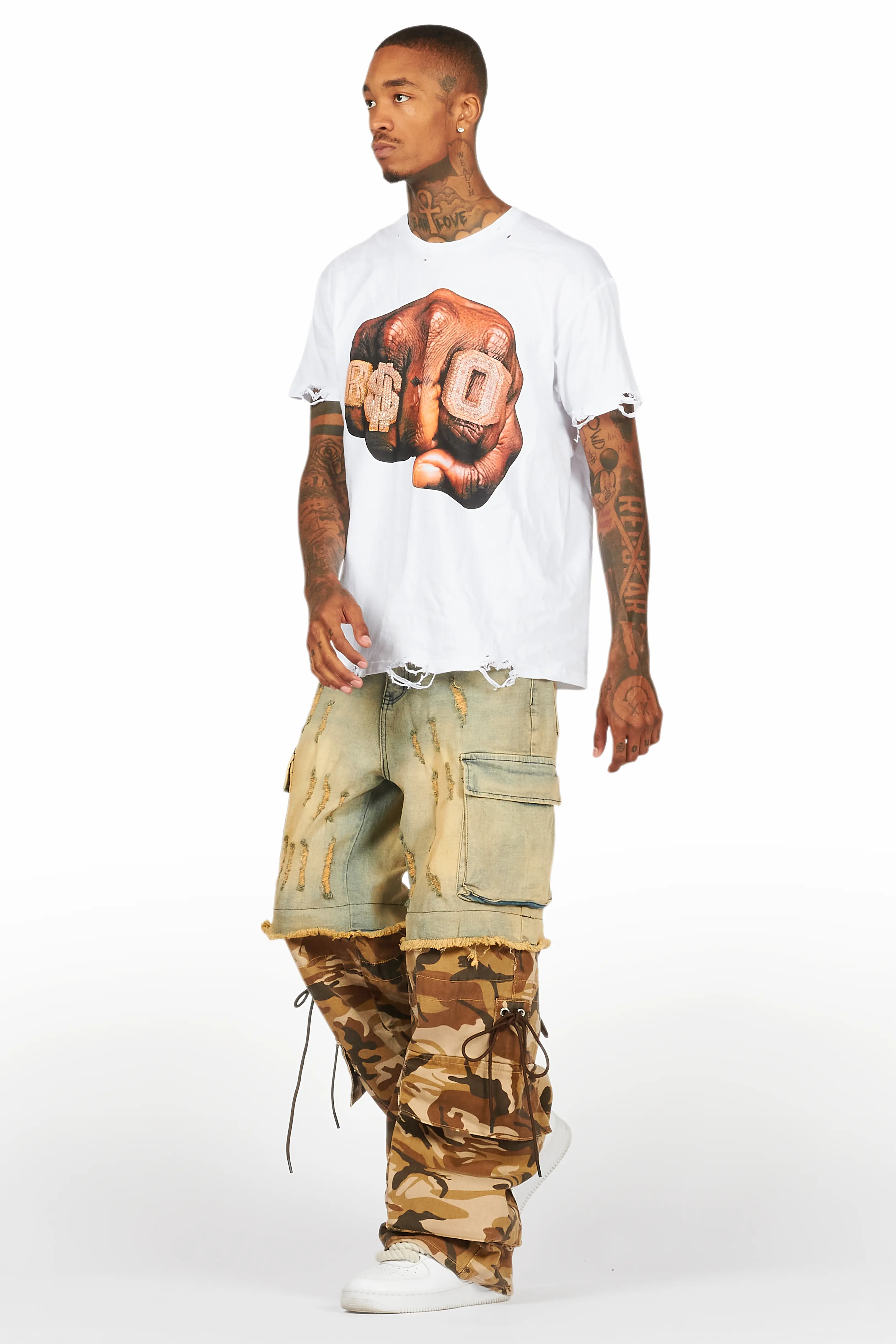 Baatar Blue/Brown Camo Baggy Fit Jean - Image 6