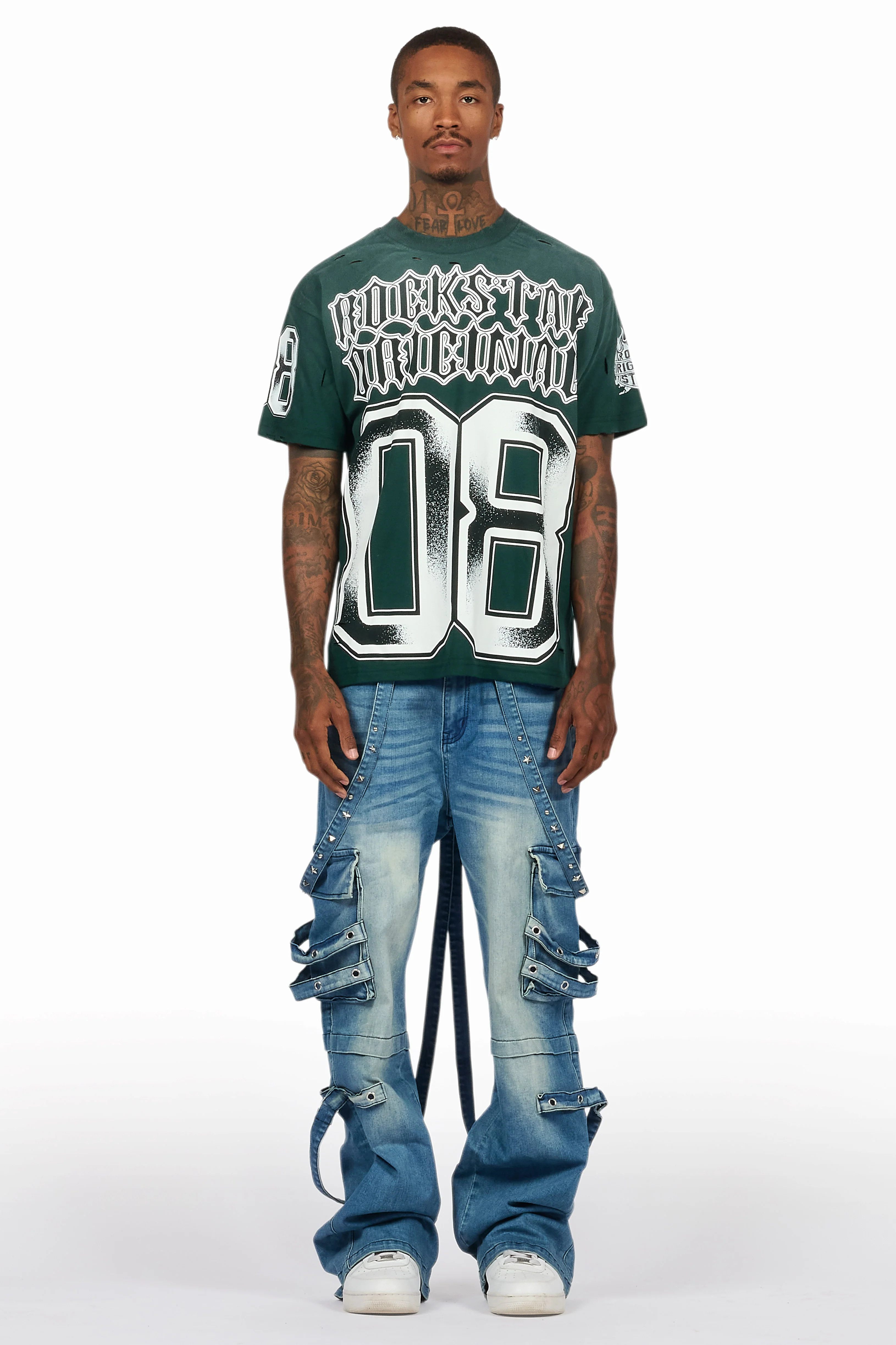 Nealon Blue Wash Baggy Cargo Fit Jean - Image 5