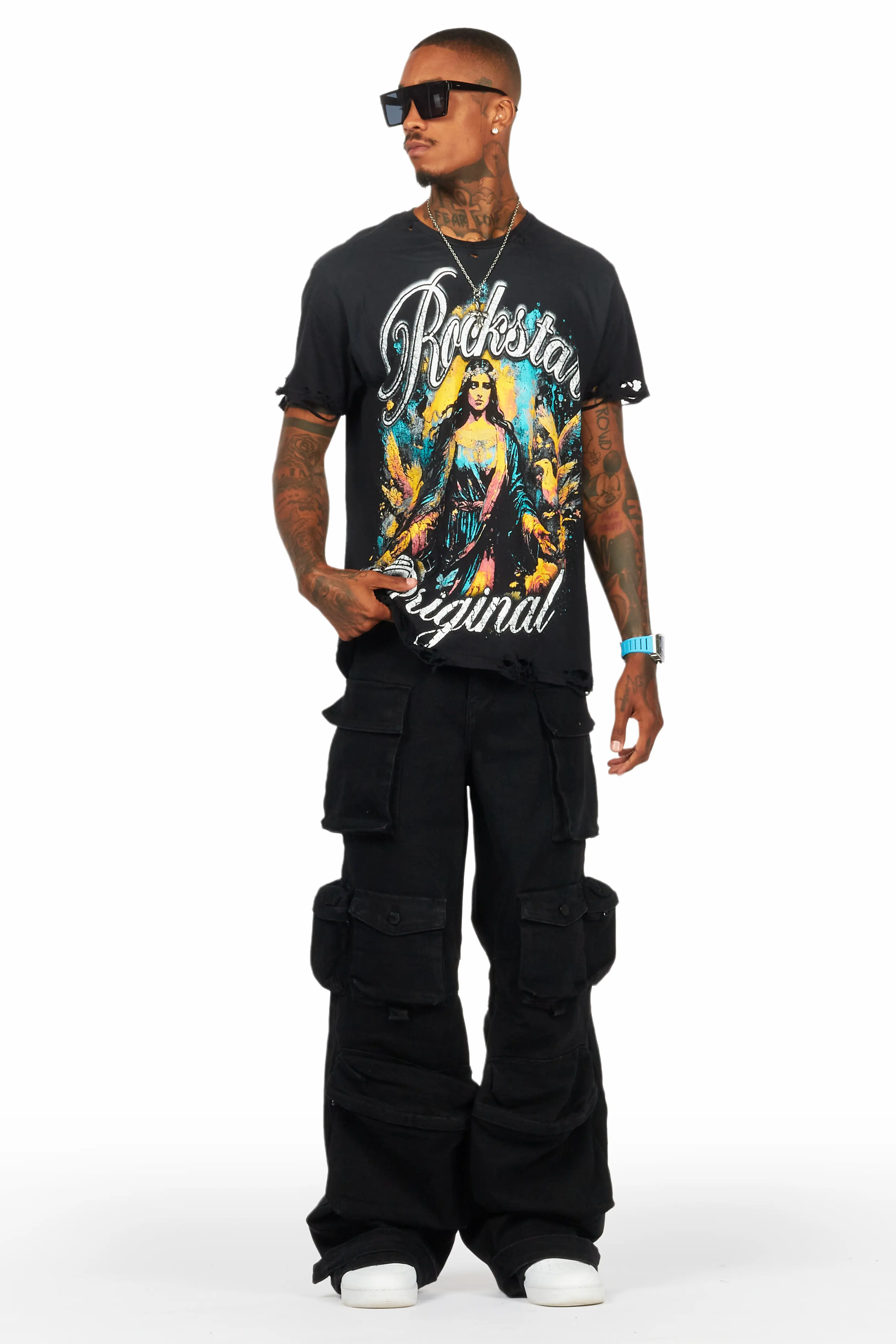 Mahesh Black Baggy Cargo Jean - Image 5