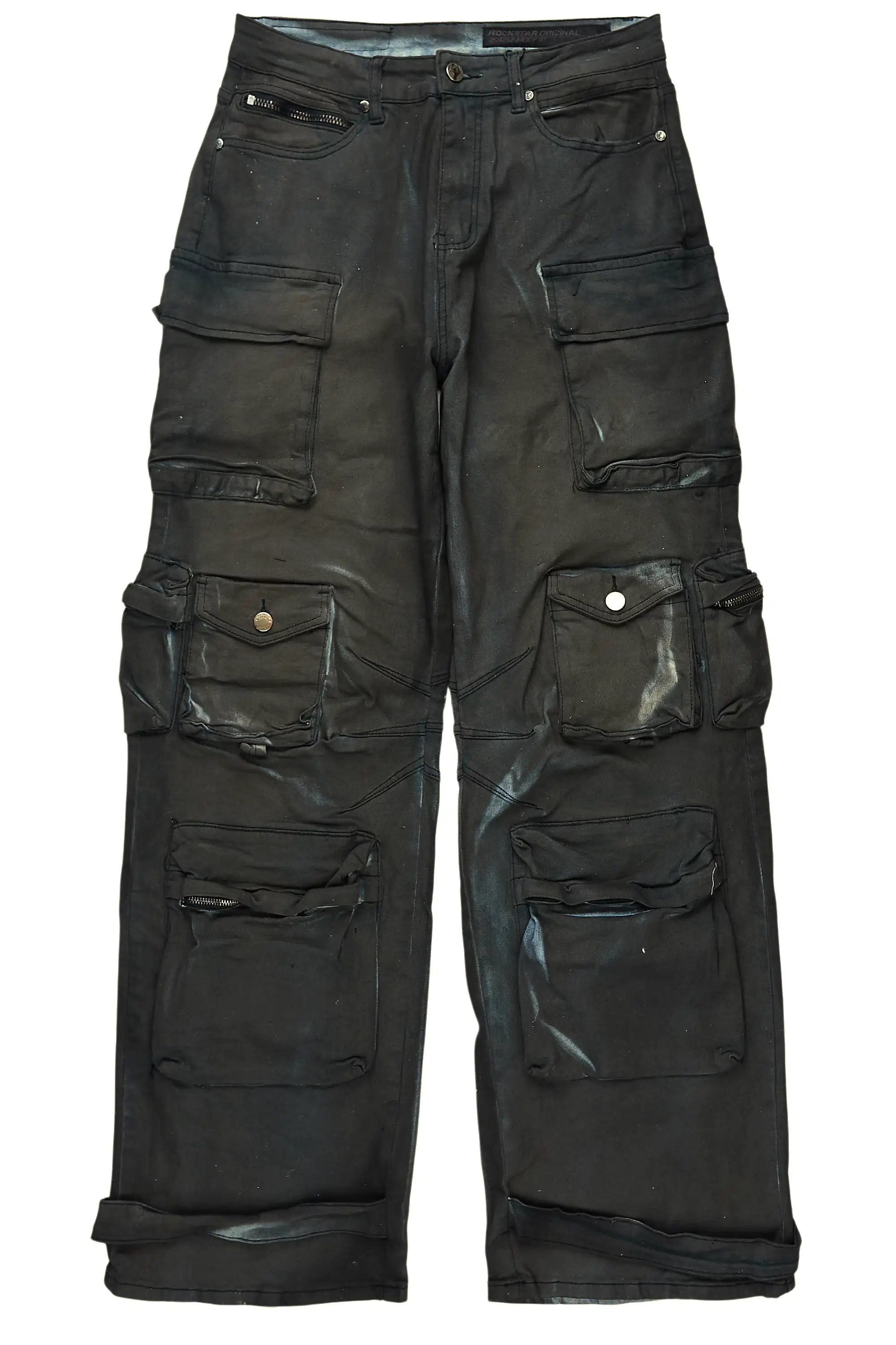 Mahesh Dark Blue Oil Wash Baggy Cargo Jean - Image 6