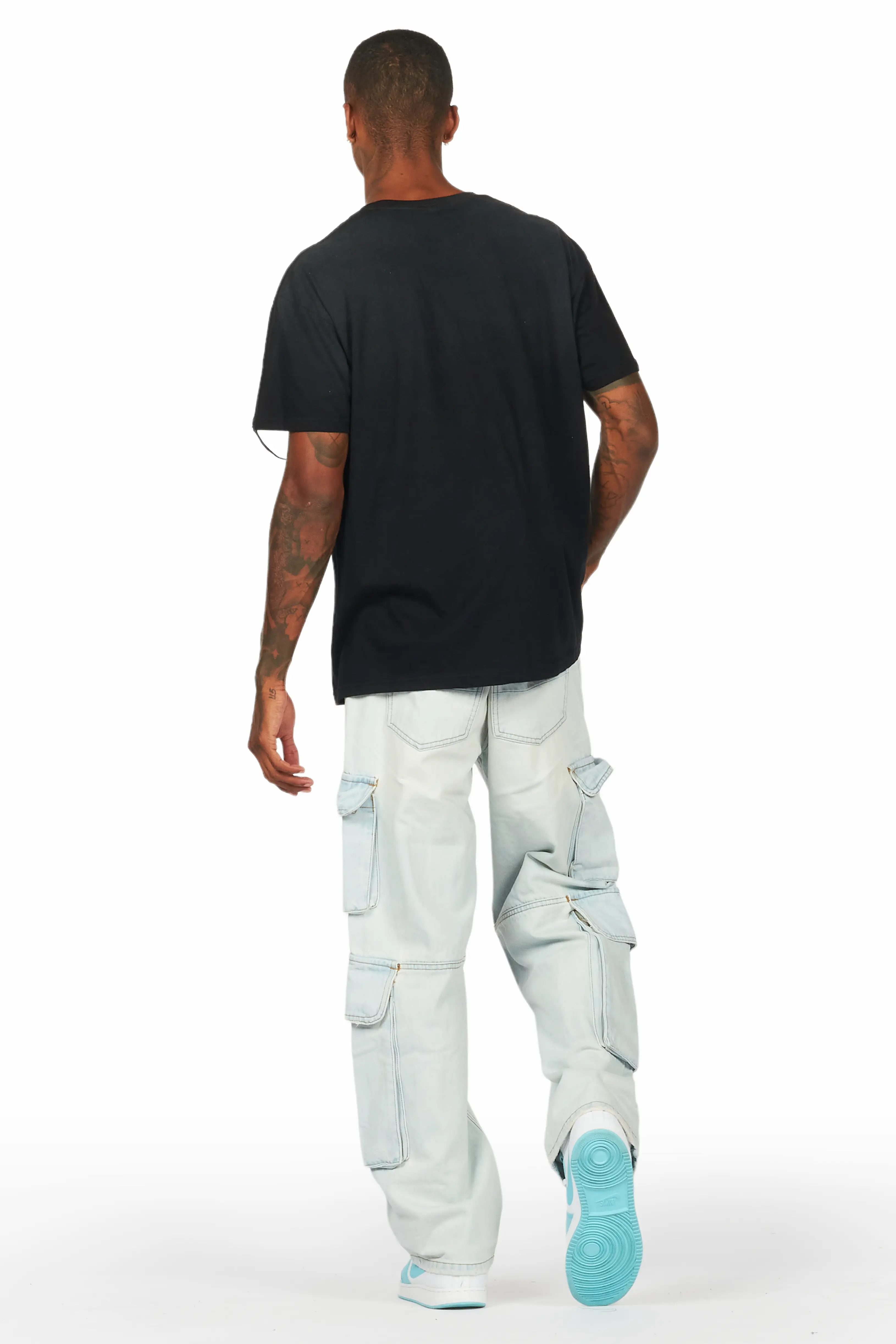 Gregor Blue Baggy Fit Cargo Jean - Image 5