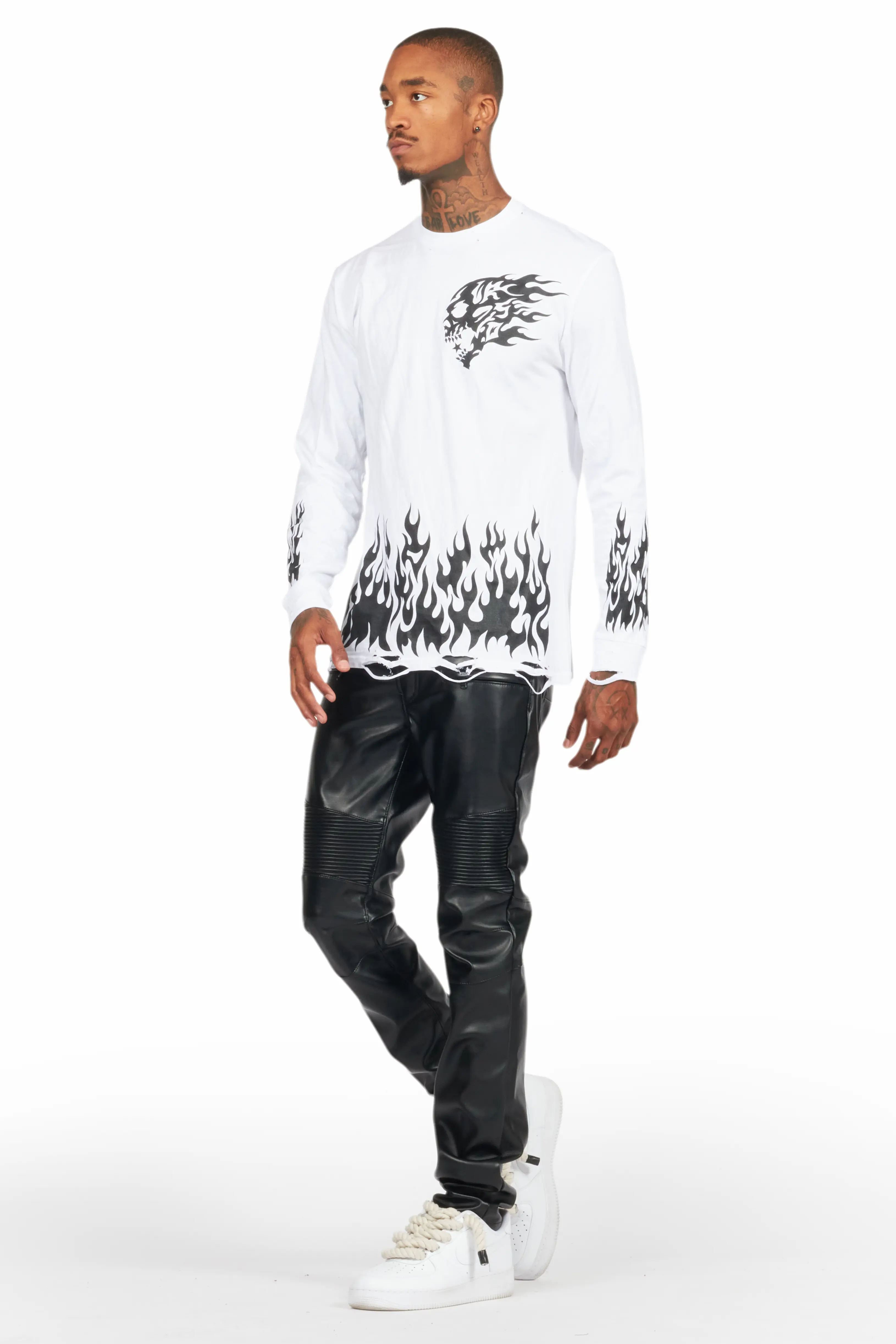 Richh Black PU Biker Jean - Image 6