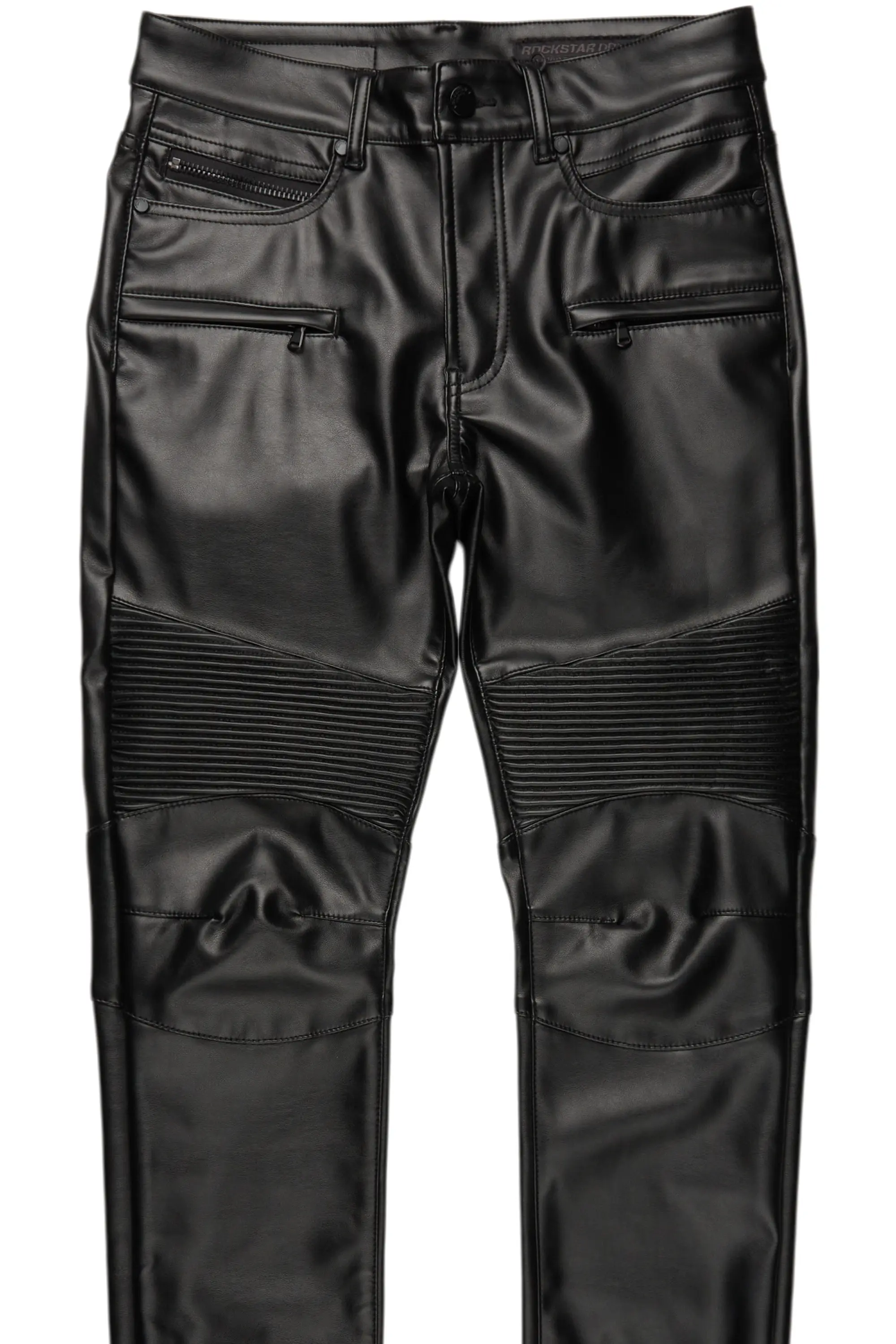 Richh Black PU Biker Jean - Image 8