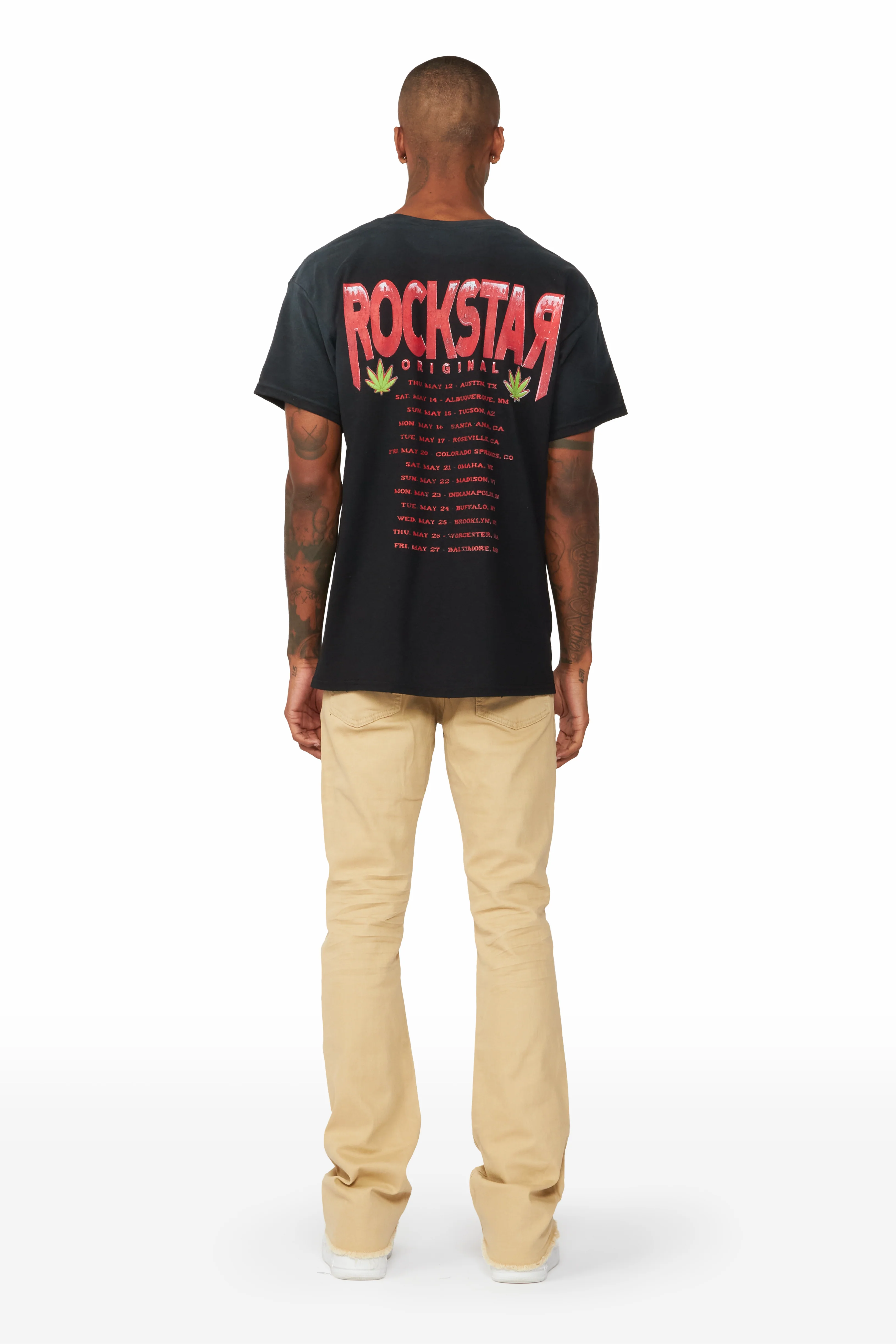 Rebel Khaki Stacked Flare Jean - Image 5