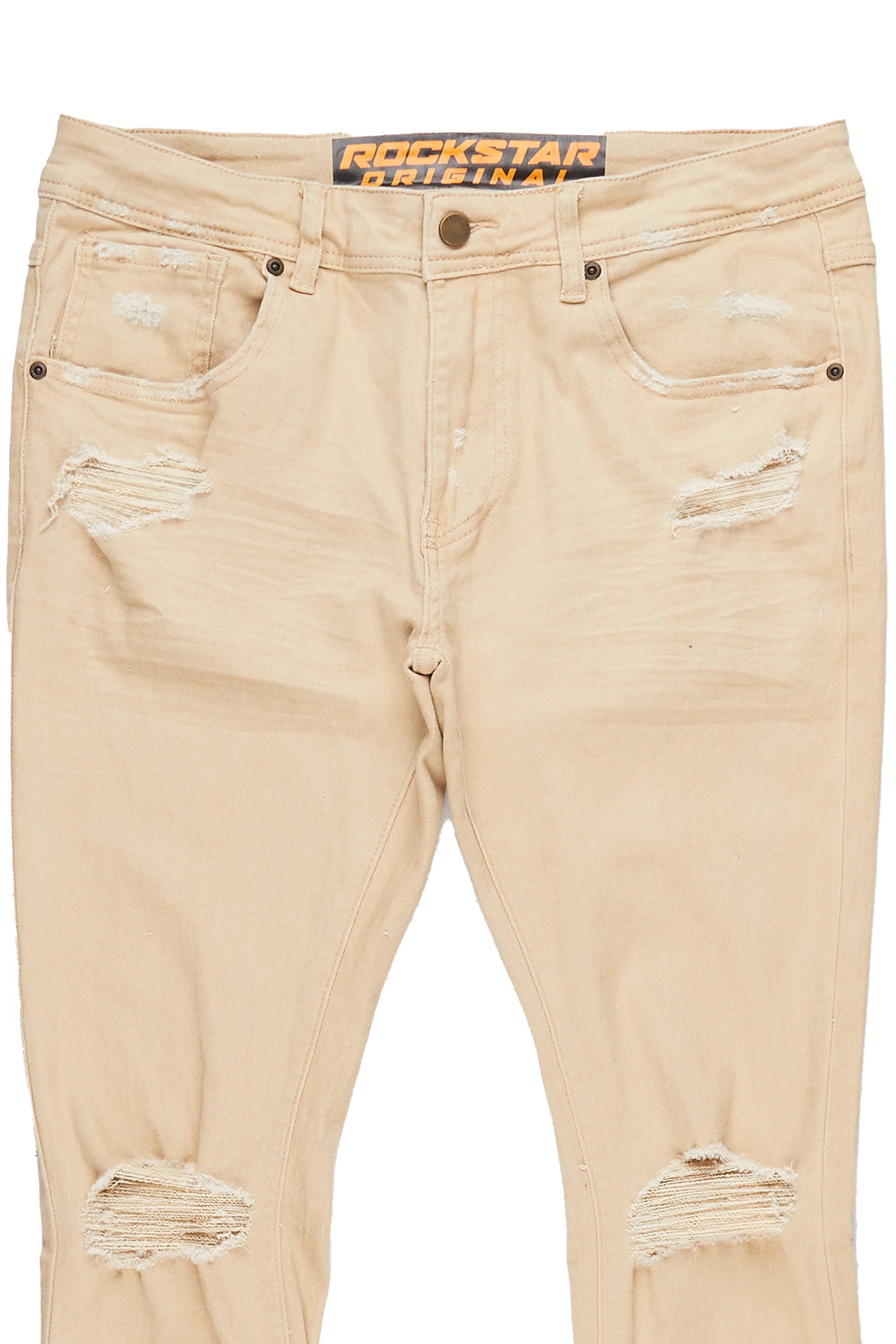 Rebel Khaki Stacked Flare Jean - Image 7