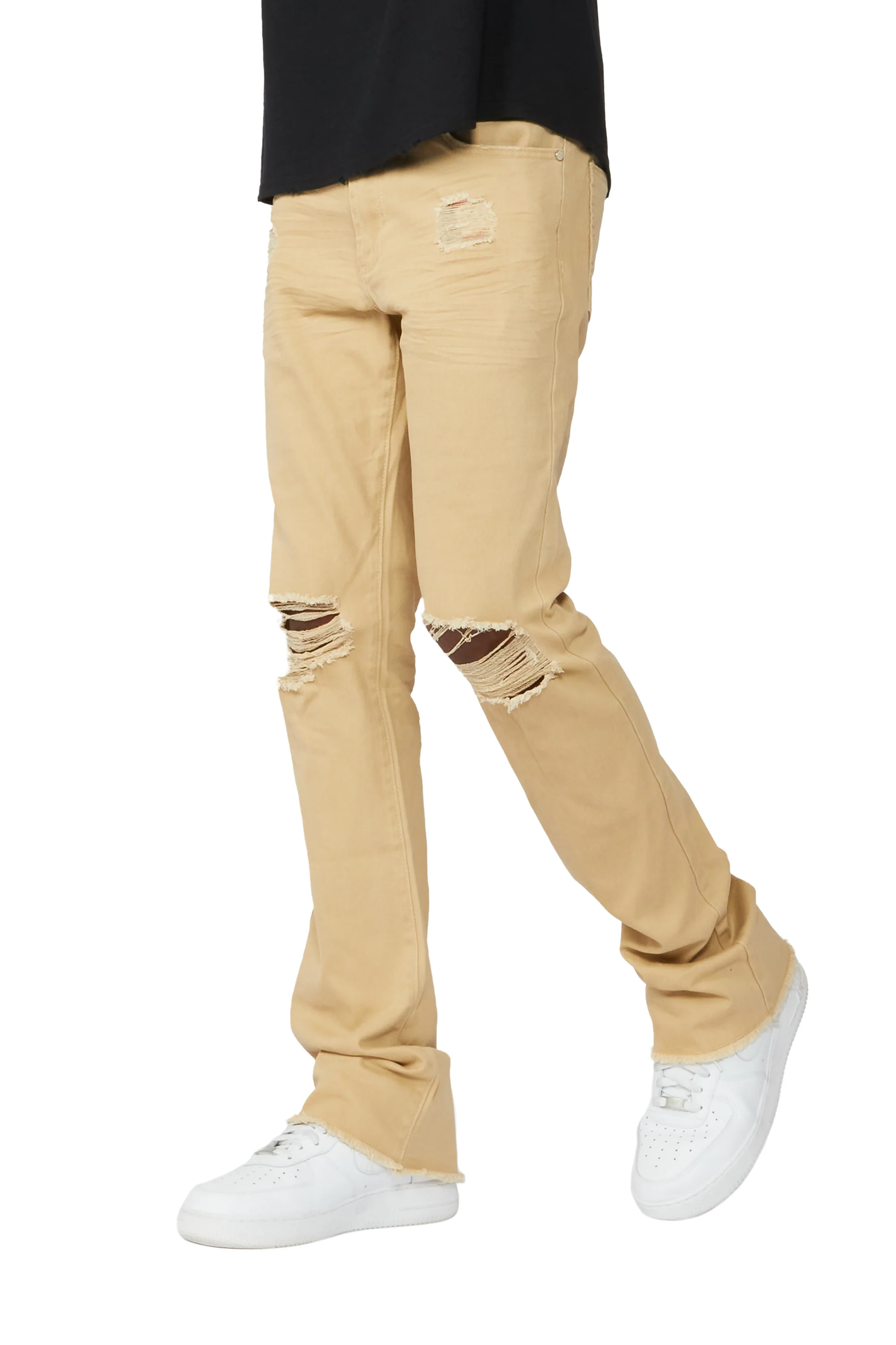 Rebel Khaki Stacked Flare Jean - Image 9
