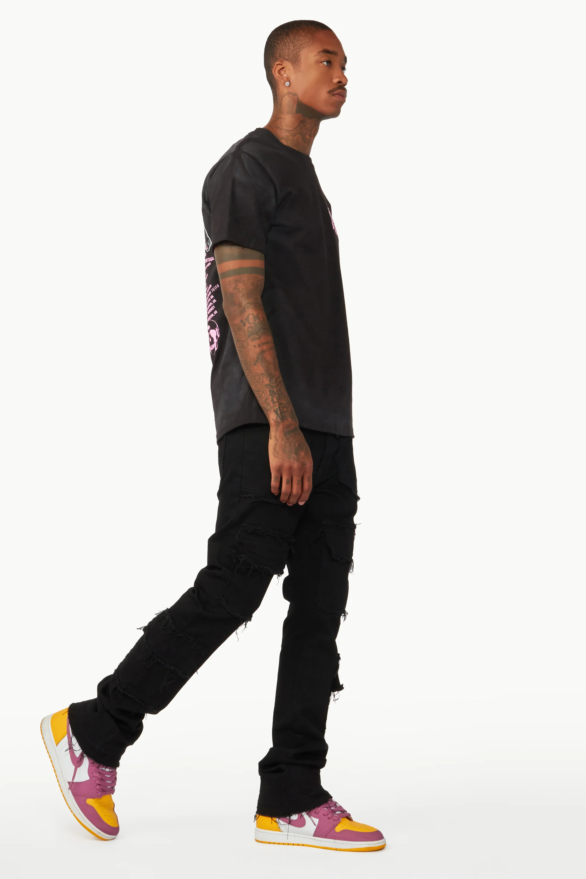 Tyrell Black Stacked Flare Cargo Jean - Image 13